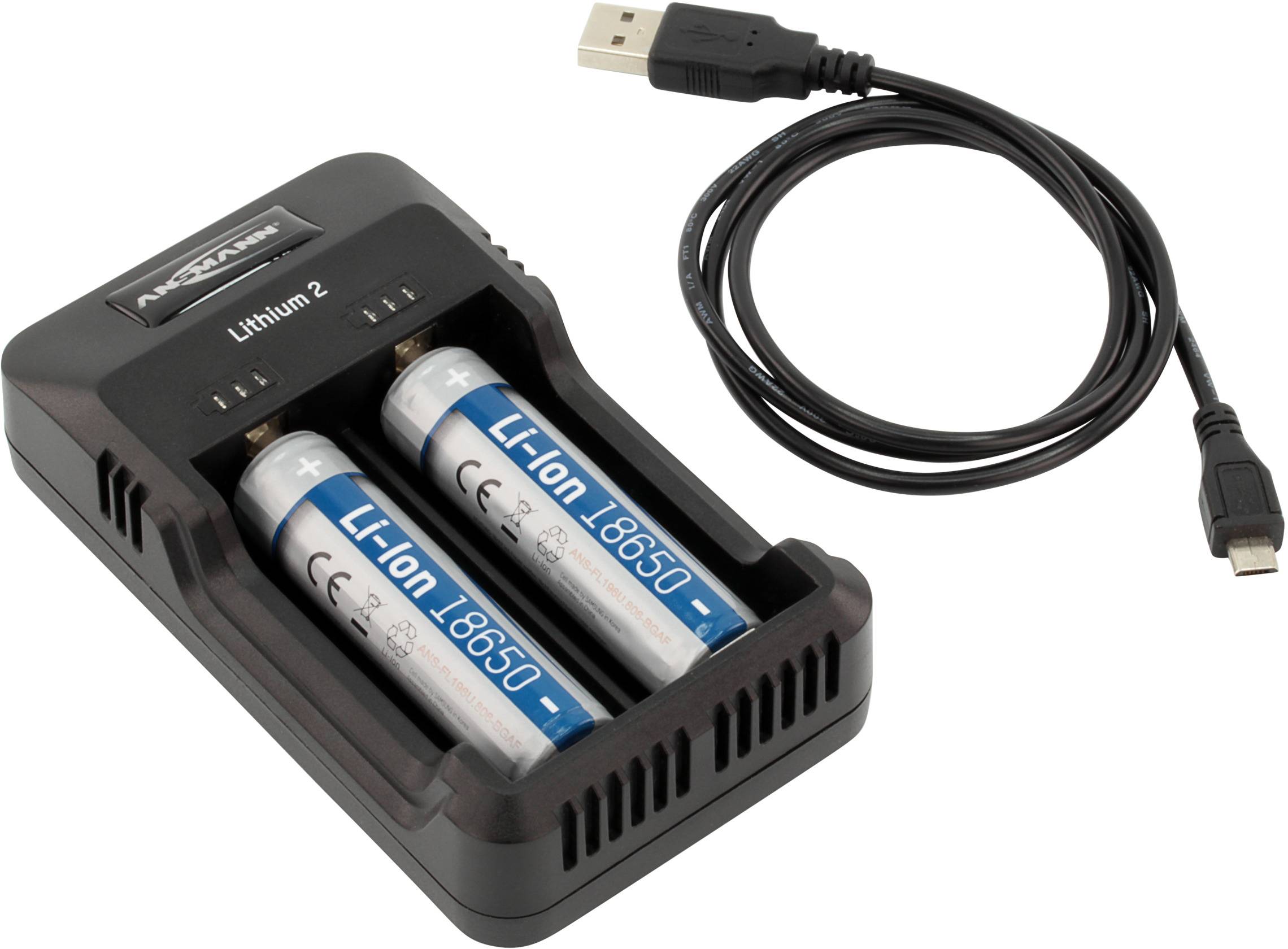 Ansmann Lithium 2 1001-0050 Rundzellen-Ladegerät LiIon, NiMH Micro (AAA), Mignon (AA)