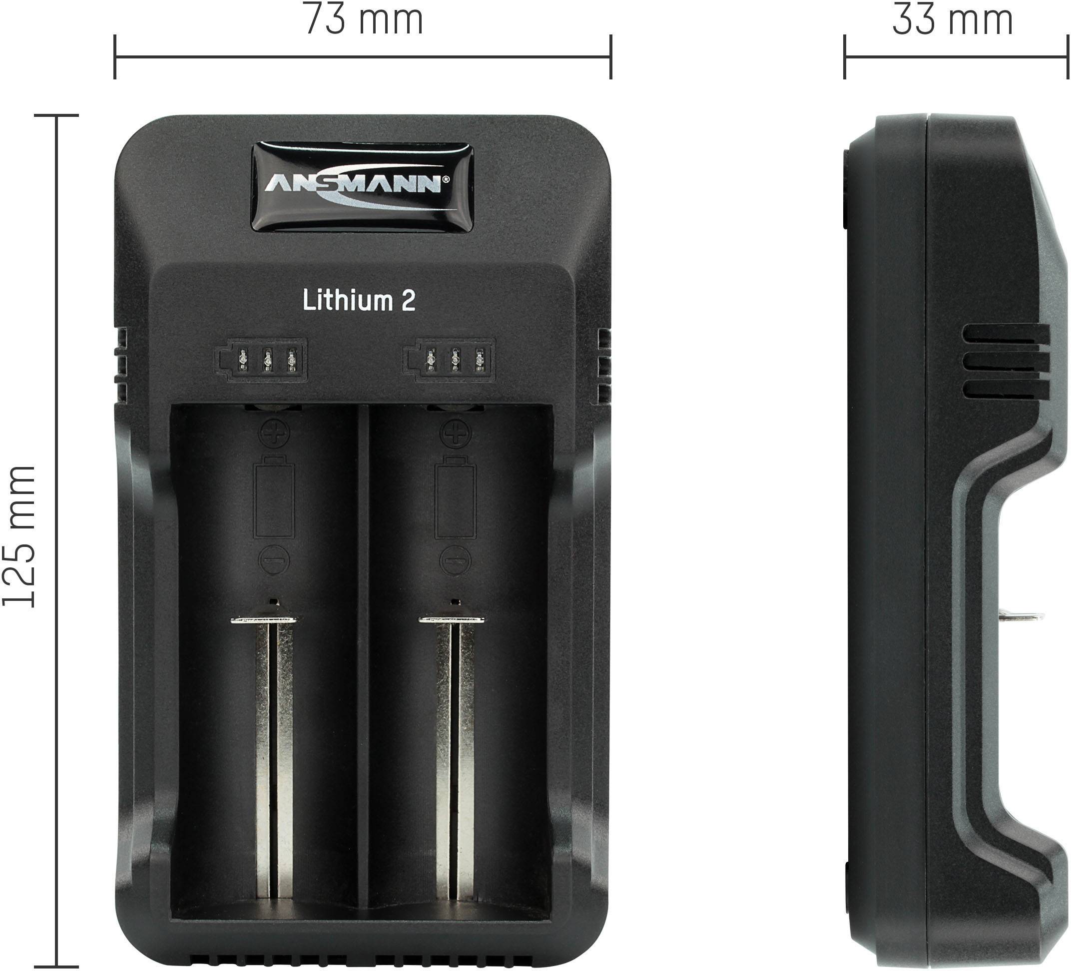 Ansmann Lithium 2 1001-0050 Rundzellen-Ladegerät LiIon, NiMH Micro (AAA), Mignon (AA)