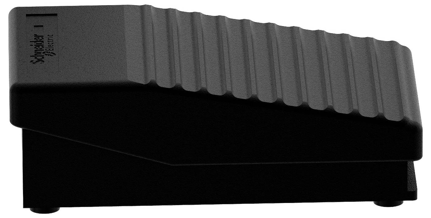 Schwarze wellenförmige tragbare Aufbewahrungsbox oder Koffer mit abgeschrägtem Deckel, dargestellt vor einem einfachen weißen Hintergrund.