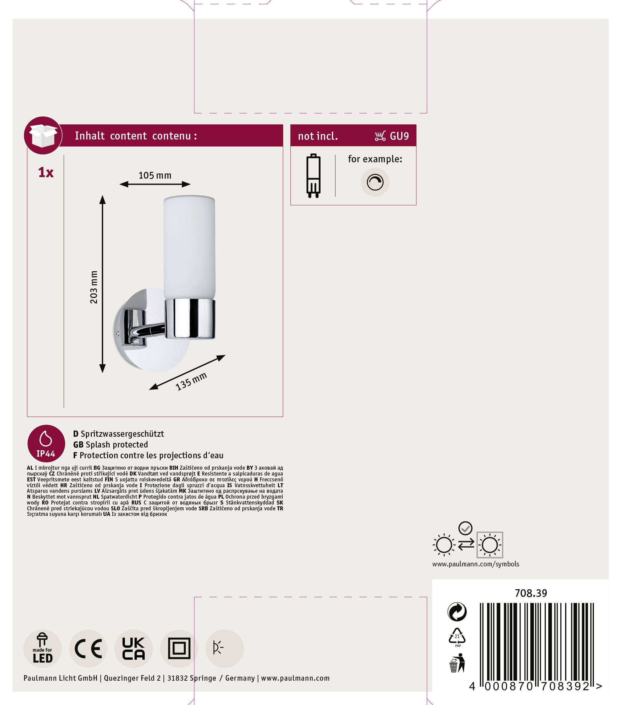 Paulmann Eleon 70839 Bad-Wandleuchte 33 W Chrom