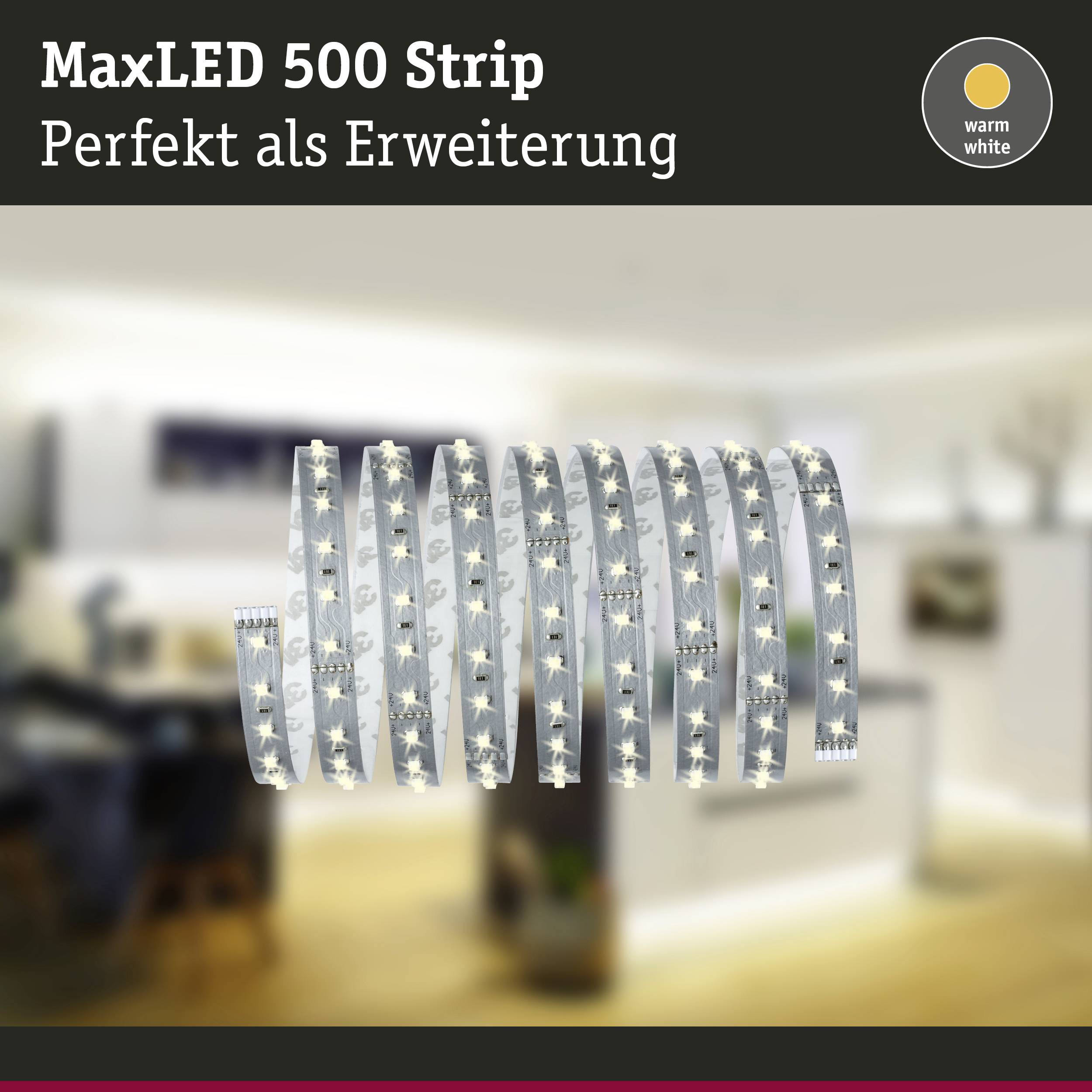 Paulmann MaxLED 500 70827 LED-Streifen-Erweiterung mit Stecker 24V 2.5m Warmweiß 1St.
