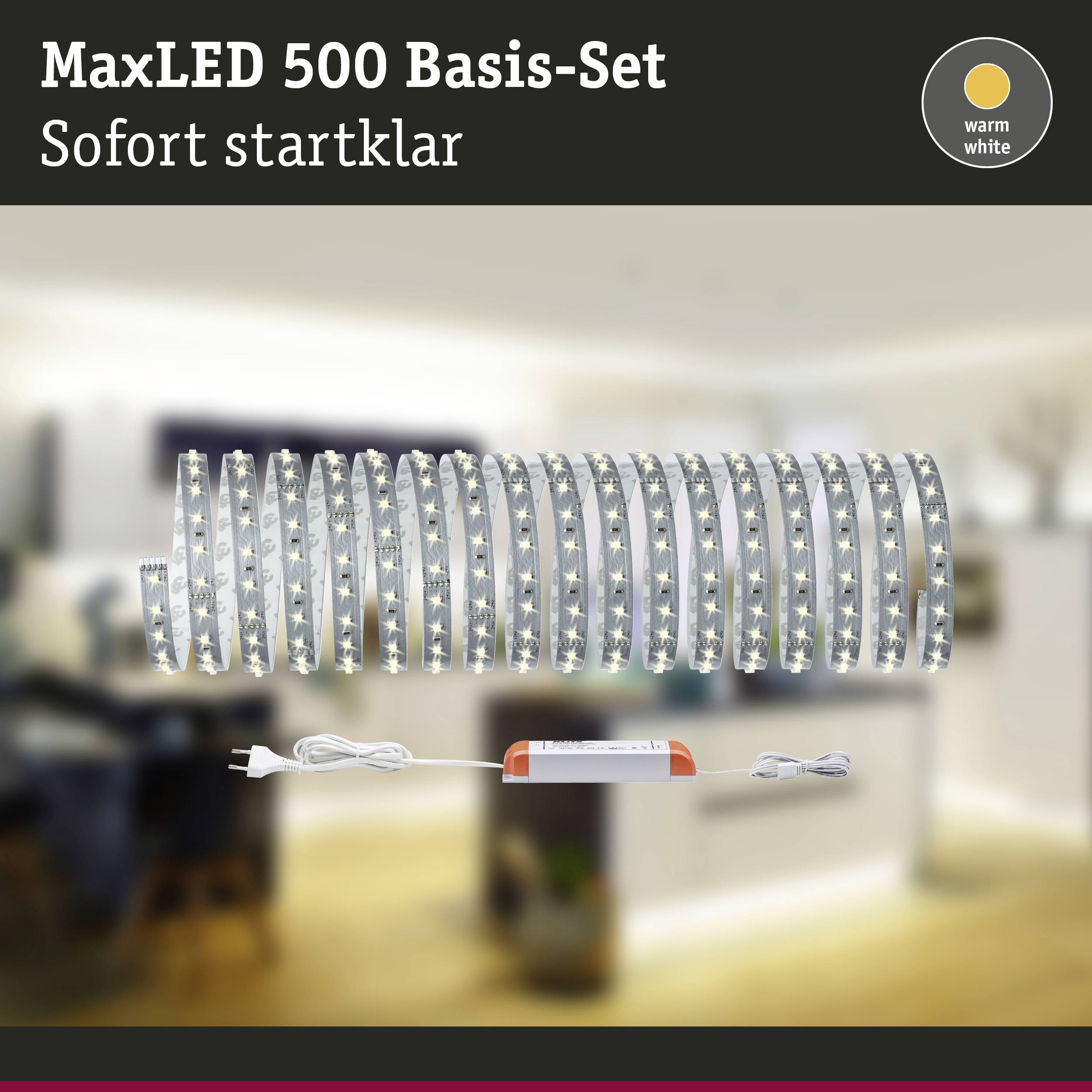 Paulmann MaxLED 500 70829 LED-Streifen-Basisset mit Stecker 24V 10m Warmweiß 1St.