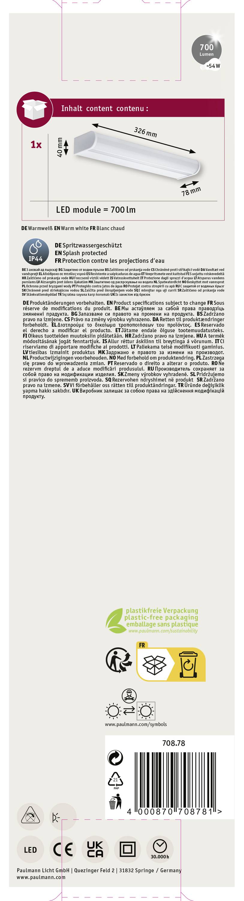 Paulmann Arneb 70878 LED-Spiegelleuchte 9 W Warmweiß Weiß