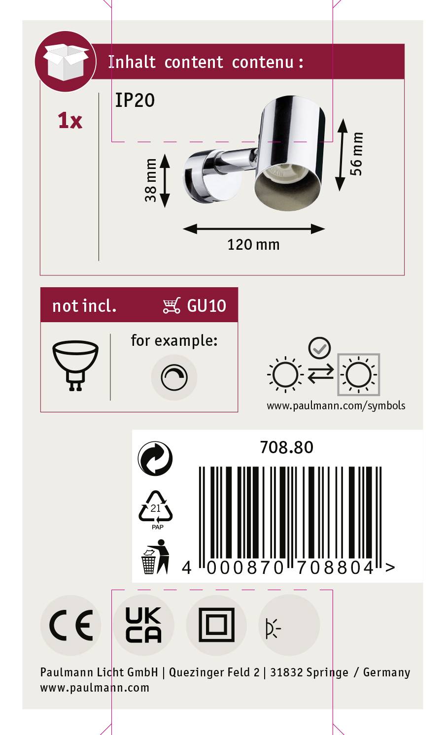 Paulmann Mintaka 70880 Spiegelleuchte 20W Chrom