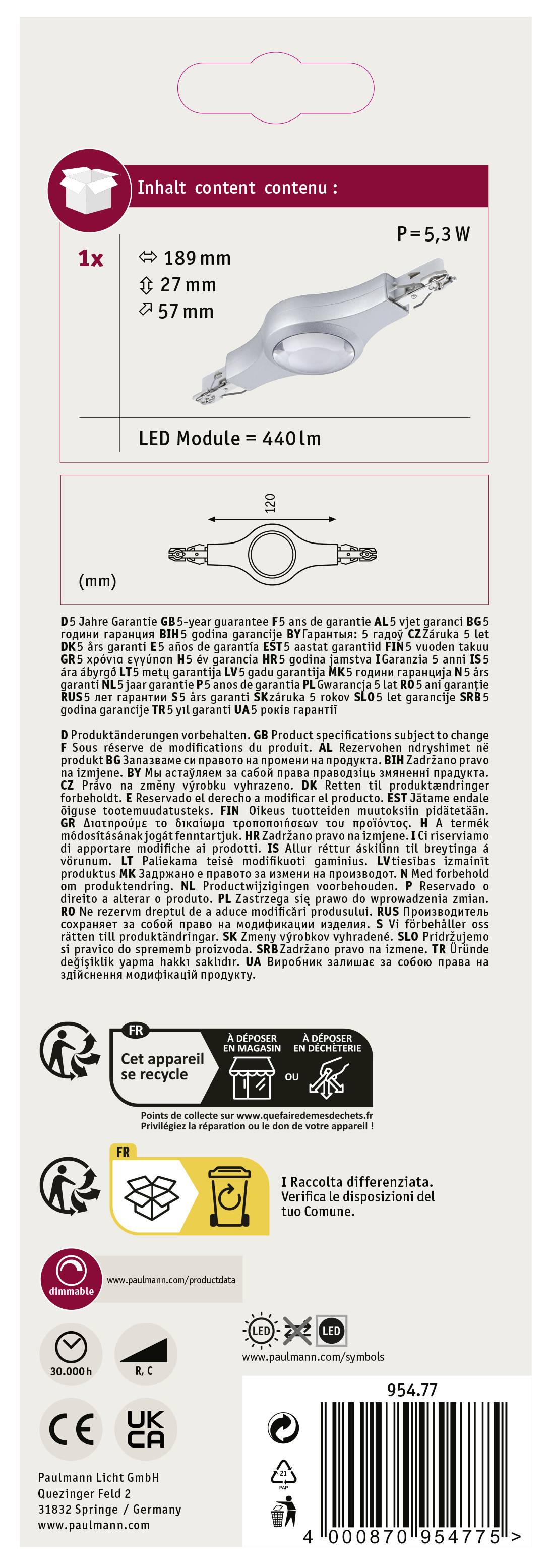 Paulmann 95477 Hochvolt-Schienensystem-Komponente Linienverbinder Chrom (matt)