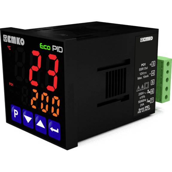 Emko ecoPID.4.6.2R.S.0 Temperaturregler Pt100, J, K, R, S, T, L -199 bis +999°C Relais 5 A, SSR (L x B x H) 90 x 48 x 48mm