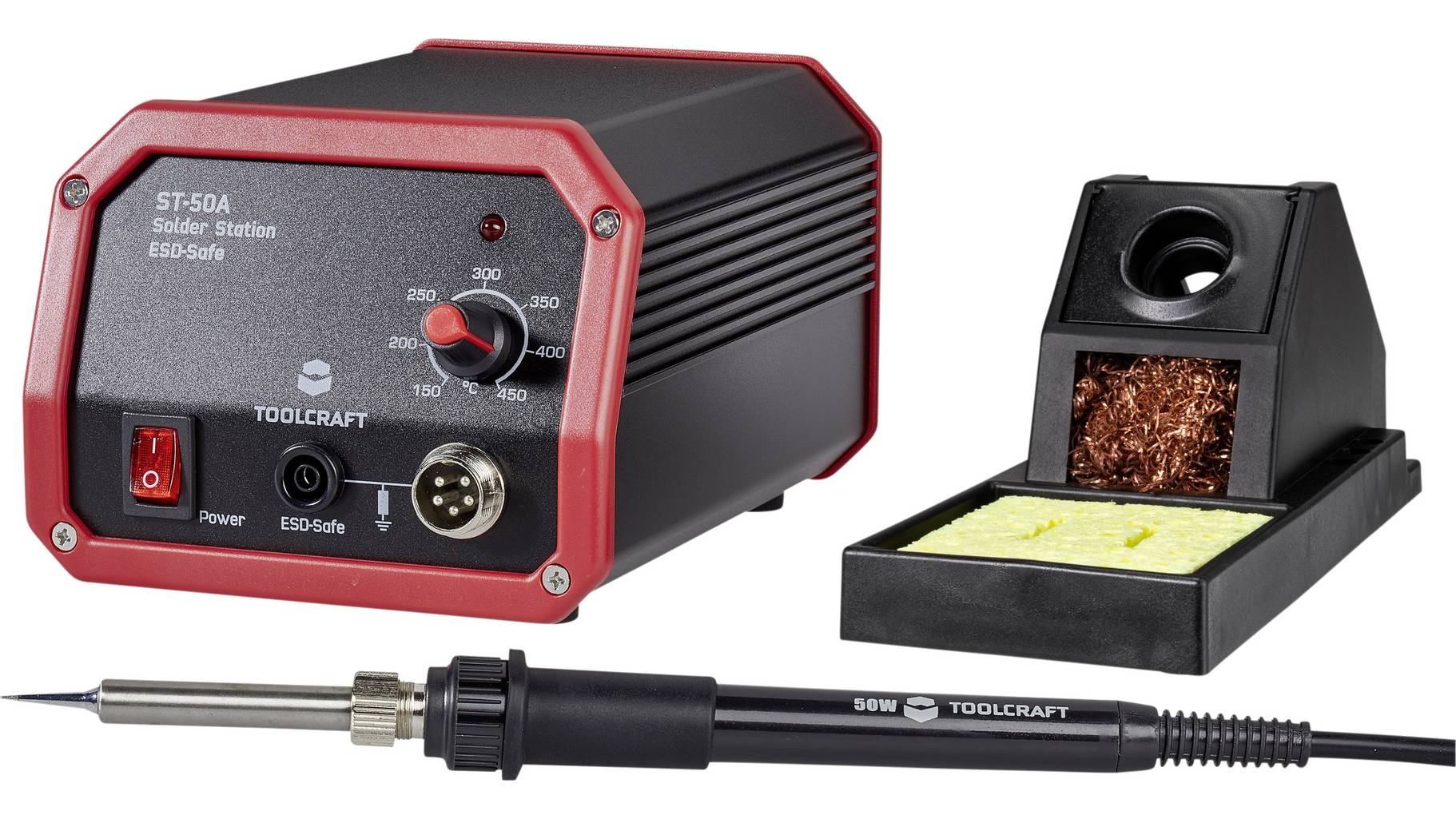 Station De Soudage TOOLCRAFT ST-50A 50W | Réglage Analogique 150-450°C | Avec Panne Et Nettoyeur à Sec