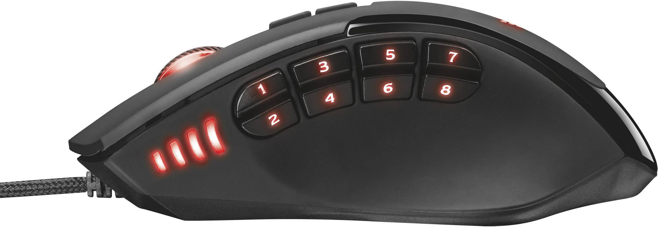 Trust GXT 164 Sikanda MMO USB Gaming-Maus Optisch Beleuchtet, Integrierter Profilspeicher Schwarz