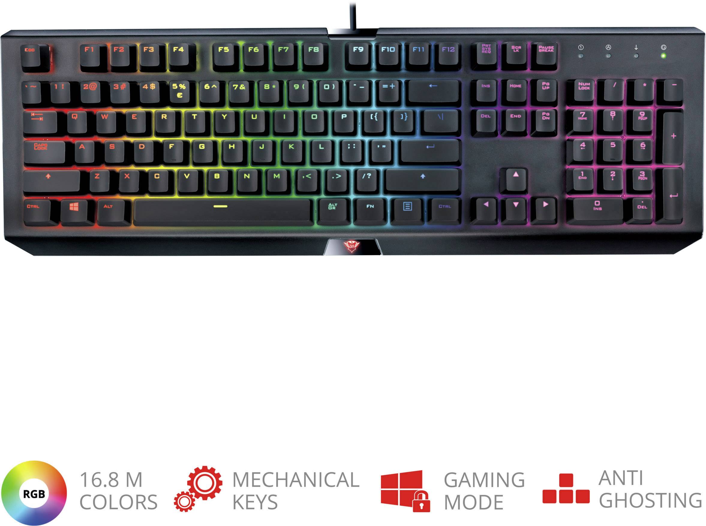 Trust GXT 890 Cada RGB USB Gaming-Tastatur Switch: Red, Beleuchtet Deutsch, QWERTZ, Windows® Schwarz