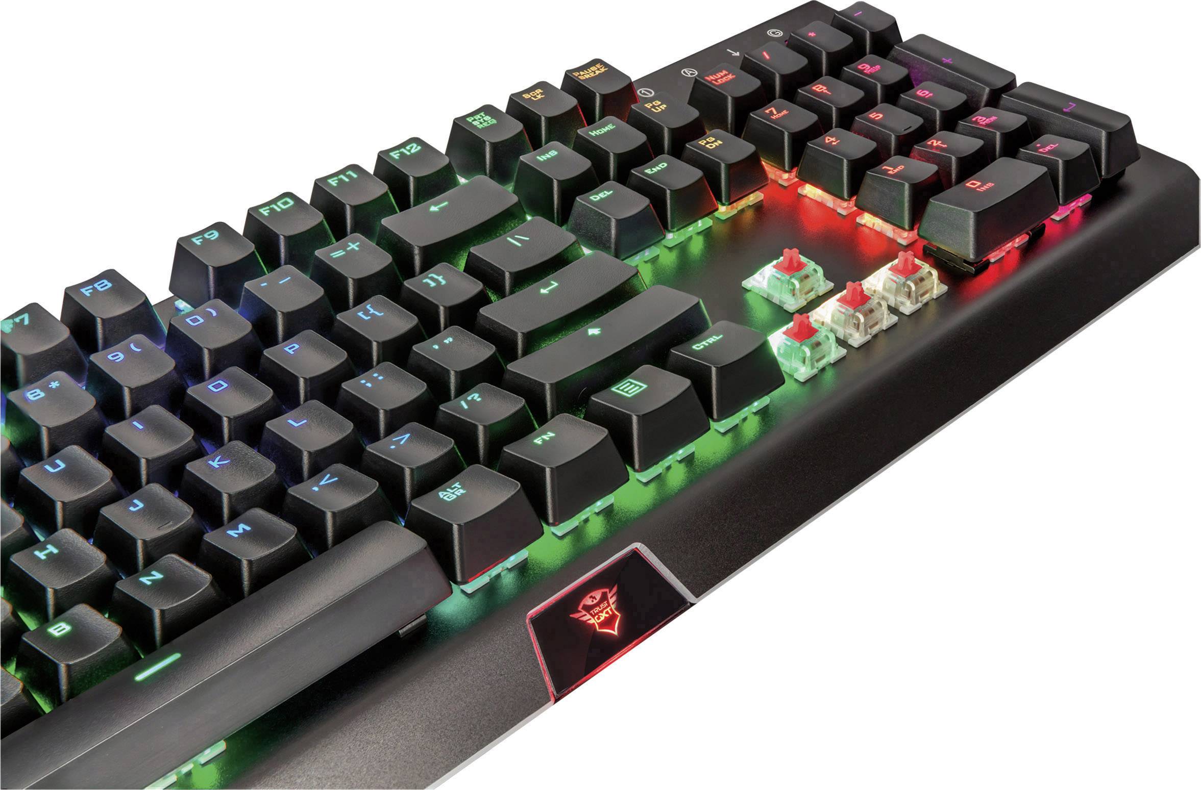 Trust GXT 890 Cada RGB USB Gaming-Tastatur Switch: Red, Beleuchtet Deutsch, QWERTZ, Windows® Schwarz