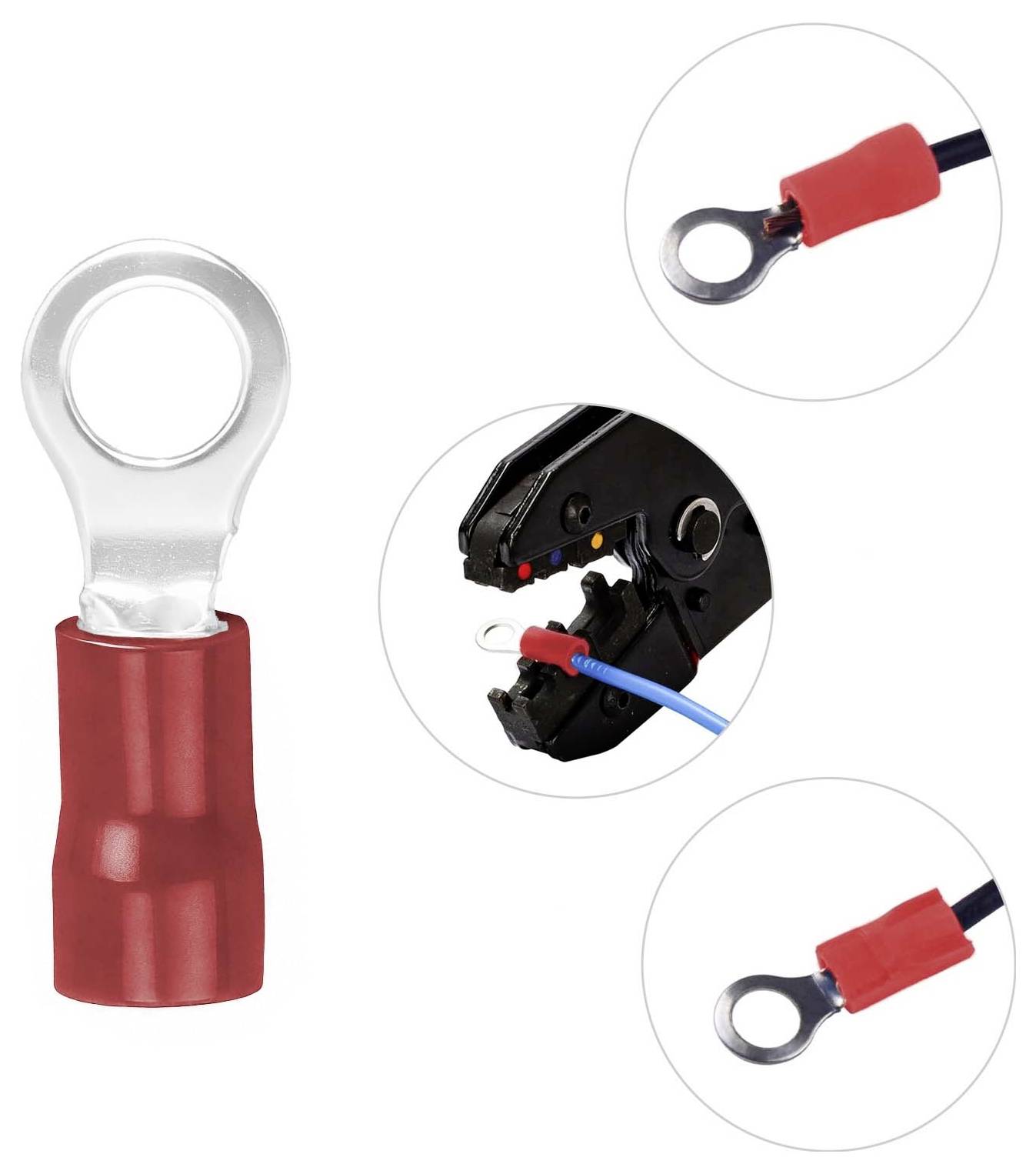 TRU Components 746048 Ringkabelschuh Querschnitt (max.)=1.50mm² Loch-Ø=4.3mm Teilisoliert Rot 100St.