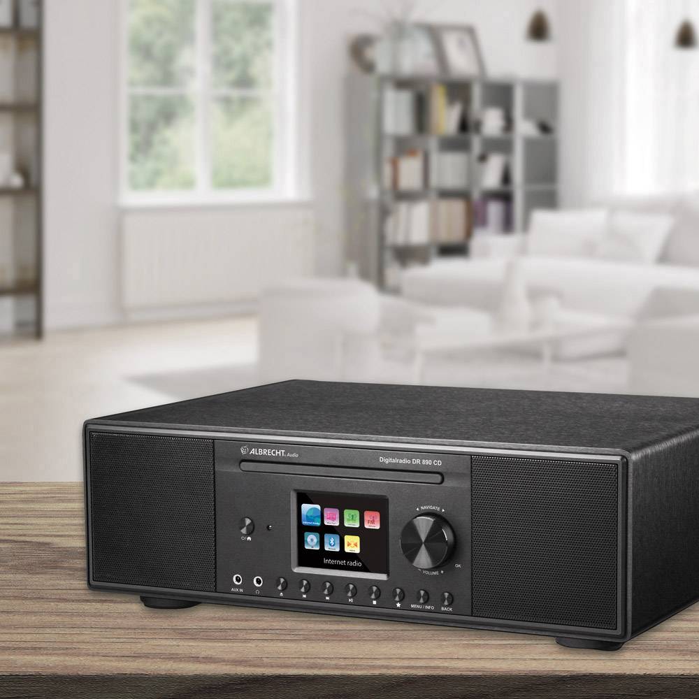 Albrecht DR 890 Internet Tischradio DAB+, UKW, Internet CD, AUX, Bluetooth®, USB, WLAN, Internetradio Schwarz