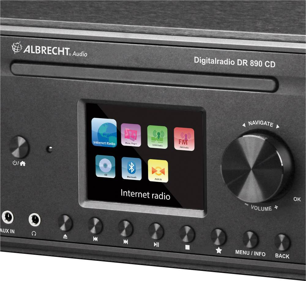 Albrecht DR 890 Internet Tischradio DAB+, UKW, Internet CD, AUX, Bluetooth®, USB, WLAN, Internetradio Schwarz