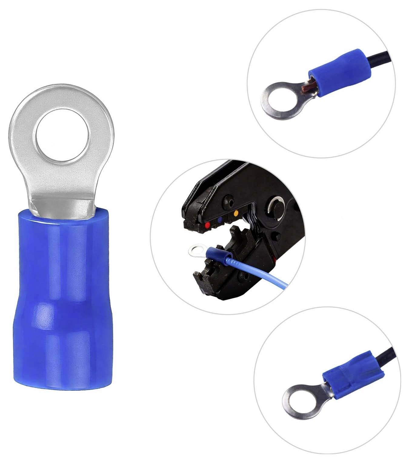 TRU Components 746087 Ringkabelschuh Querschnitt (max.)=2.50mm² Loch-Ø=3.2mm Teilisoliert Blau 100St.