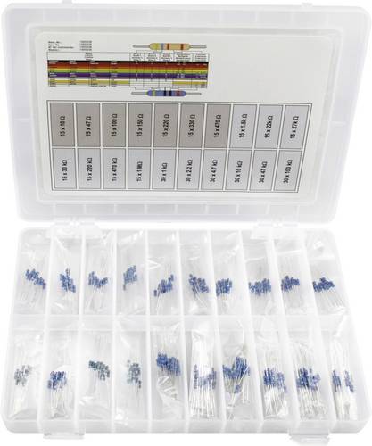 TRU Components 418714 Metallschicht-Widerstand Sortiment axial bedrahtet 0.25 W 1 % 390 St.