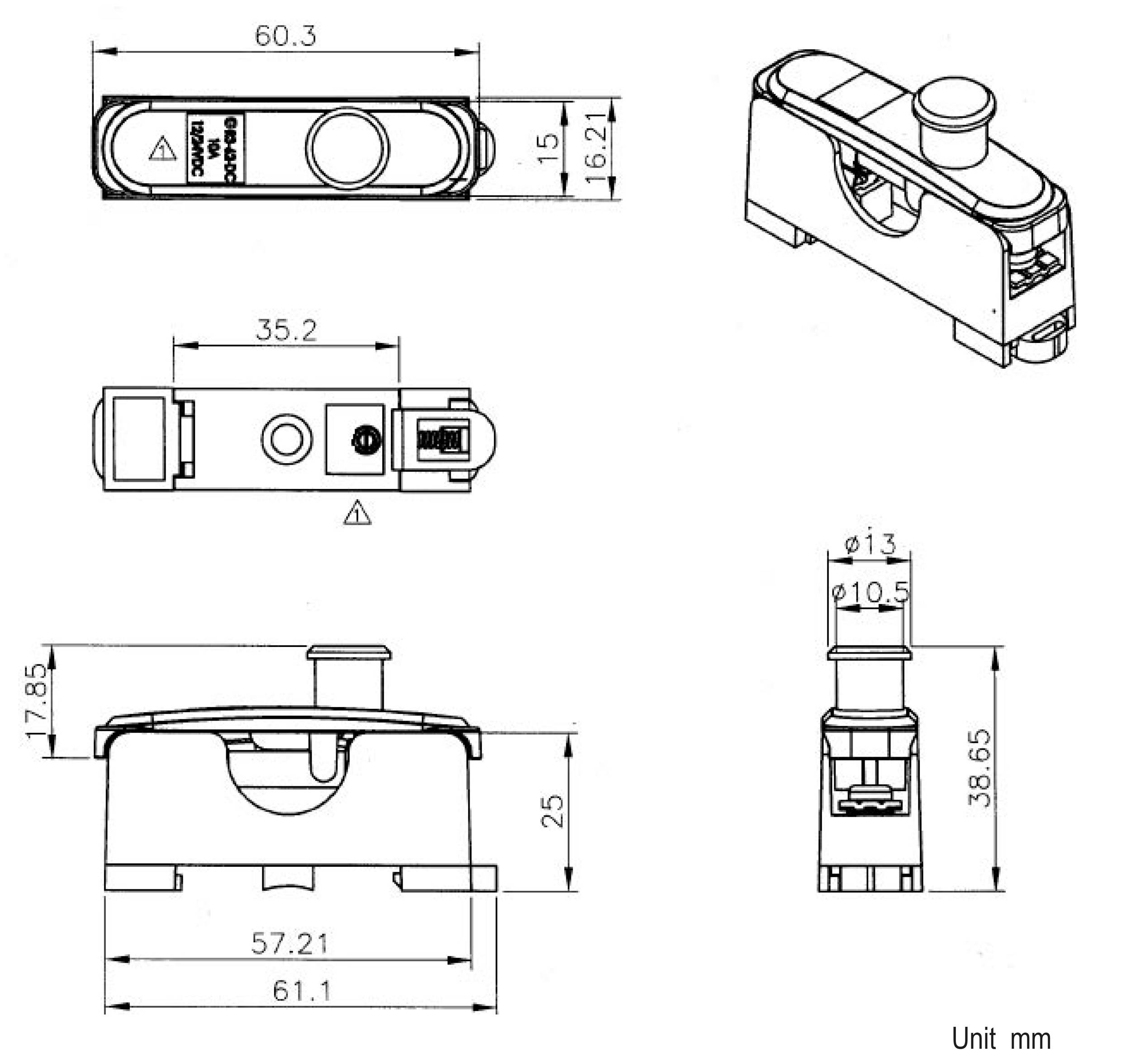 TRU Components 743057 Sicherungshalter mit Statusanzeige 10A 24 V/DC 1St.