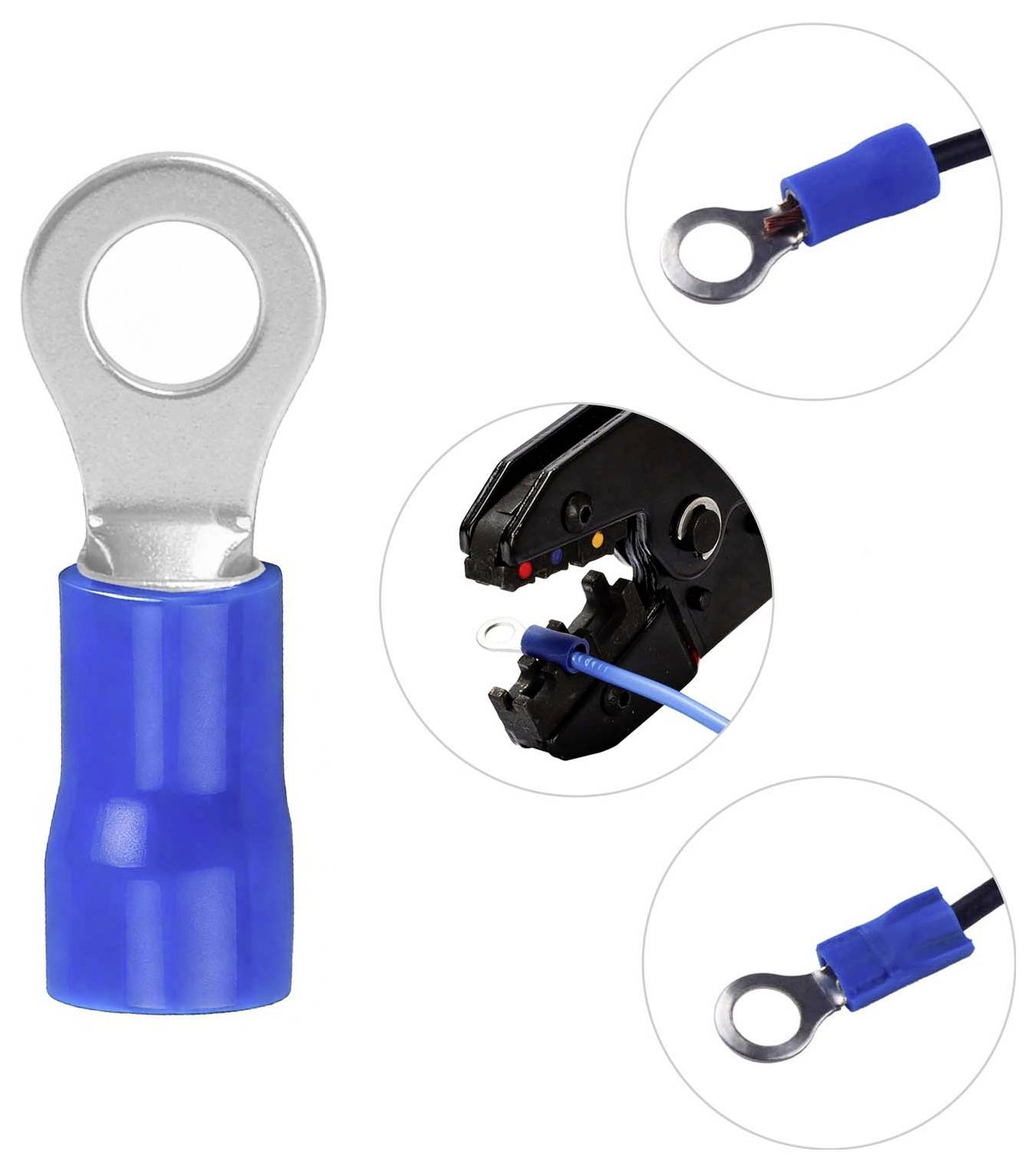 TRU Components 746568 Ringkabelschuh Querschnitt (max.)=2.50mm² Loch-Ø=6.4mm Teilisoliert Blau 100St.