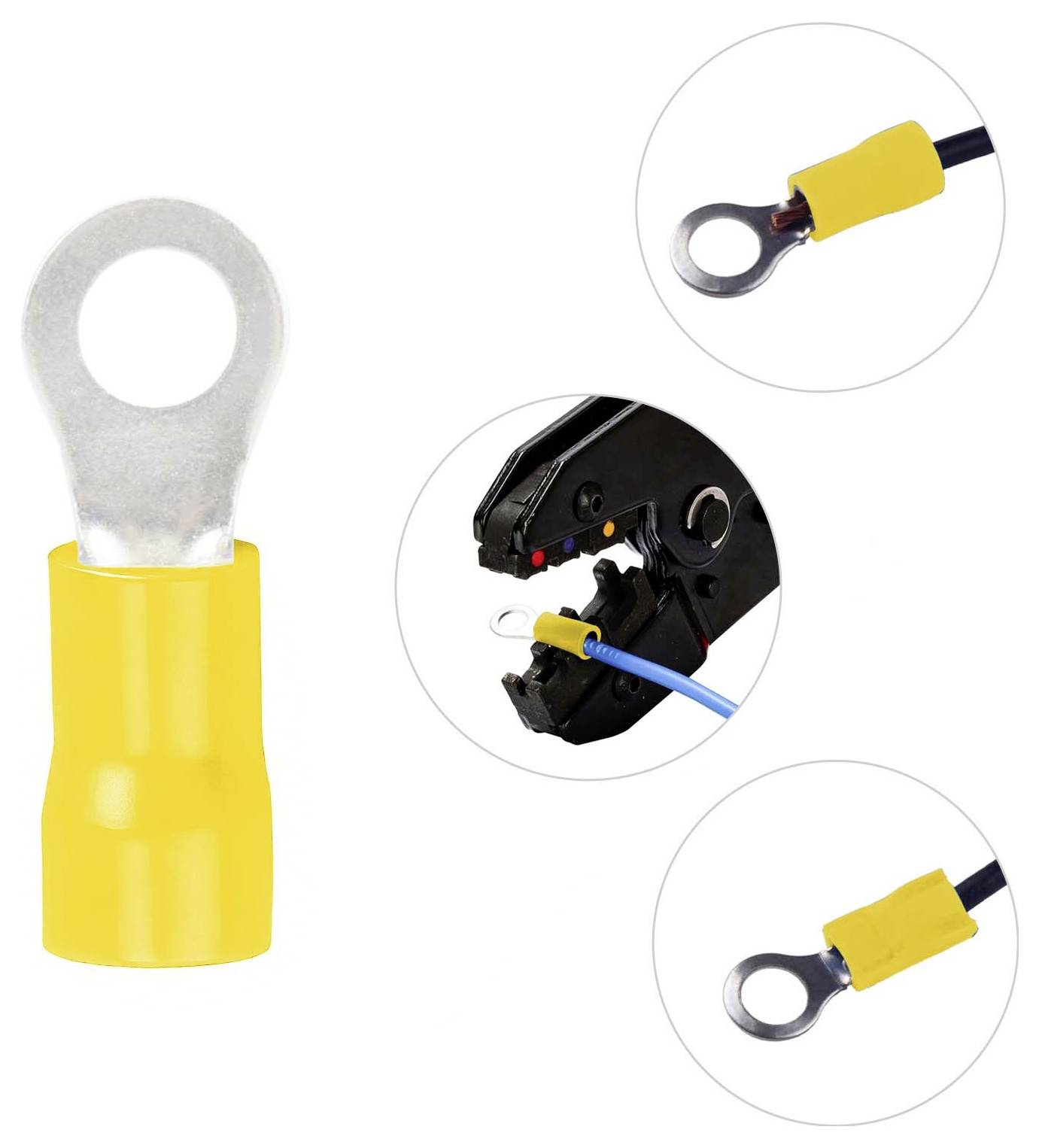 TRU Components 746621 Ringkabelschuh Querschnitt (max.)=6mm² Loch-Ø=5.3mm Teilisoliert Gelb 50St.