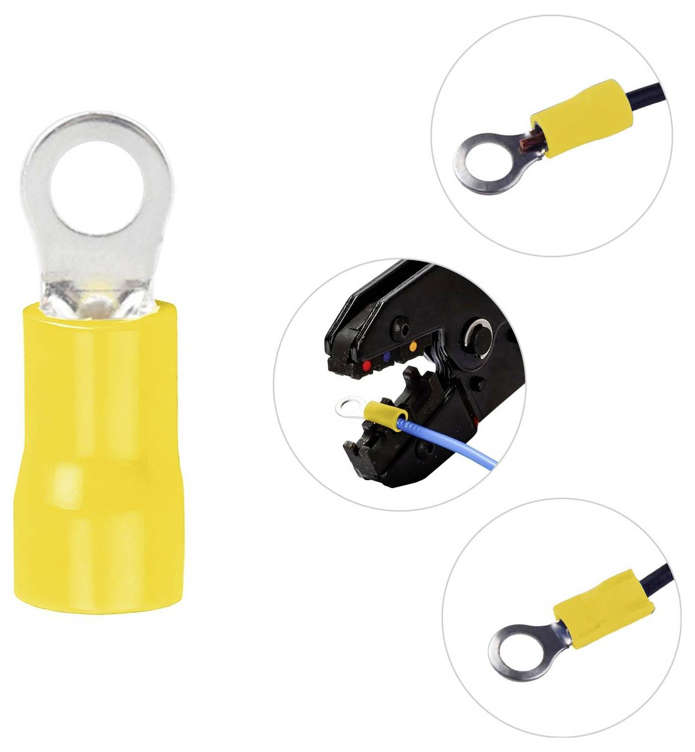 TRU COMPONENTS 746628 Ringkabelschuh Querschnitt (max.)=6mm² Loch-Ø=4.3mm Teilisoliert Gelb 50St.