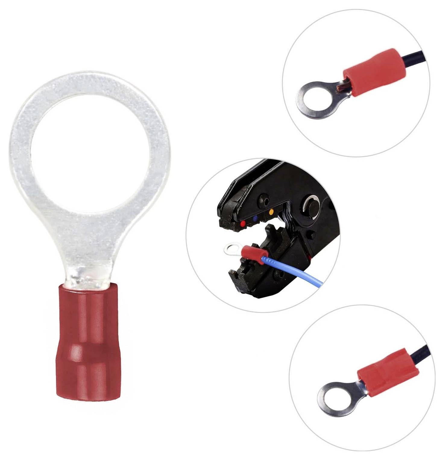 TRU Components 746762 Ringkabelschuh Querschnitt (max.)=1.50mm² Loch-Ø=8.4mm Teilisoliert Rot 100St.