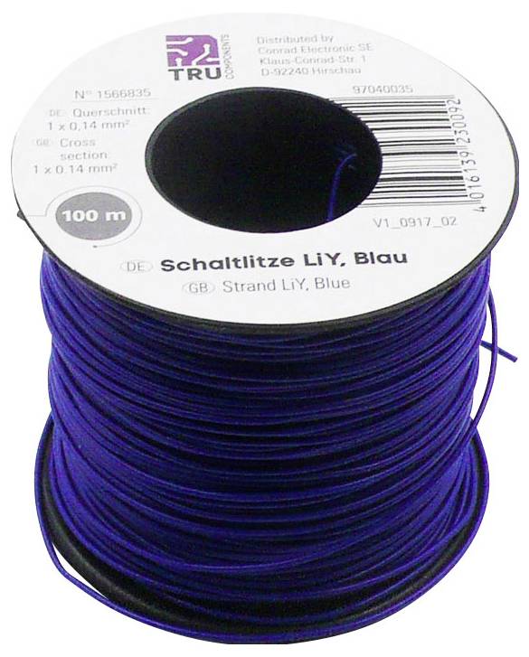 TRU Components 1566835 Litze LiY 1 x 0.14mm² Blau 100m