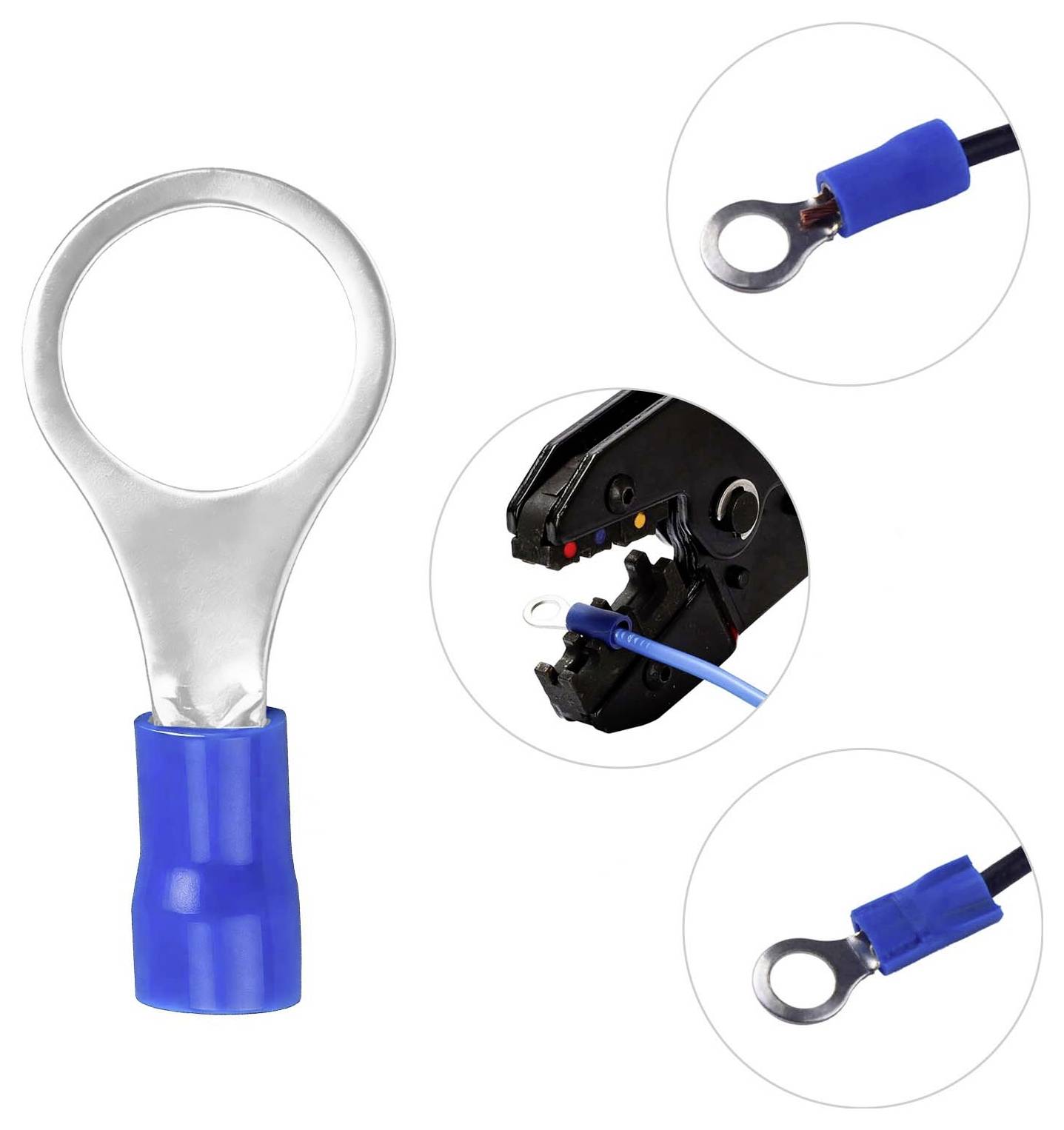 TRU COMPONENTS 738208 Ringkabelschuh Querschnitt (max.)=2.50mm² Loch-Ø=10.5mm Teilisoliert Blau 100St.
