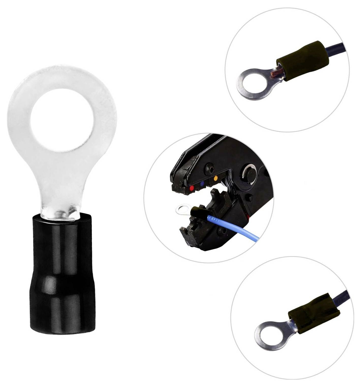 TRU COMPONENTS 738350 Ringkabelschuh Querschnitt (max.)=4mm² Loch-Ø=8.4mm Teilisoliert Schwarz 50St.