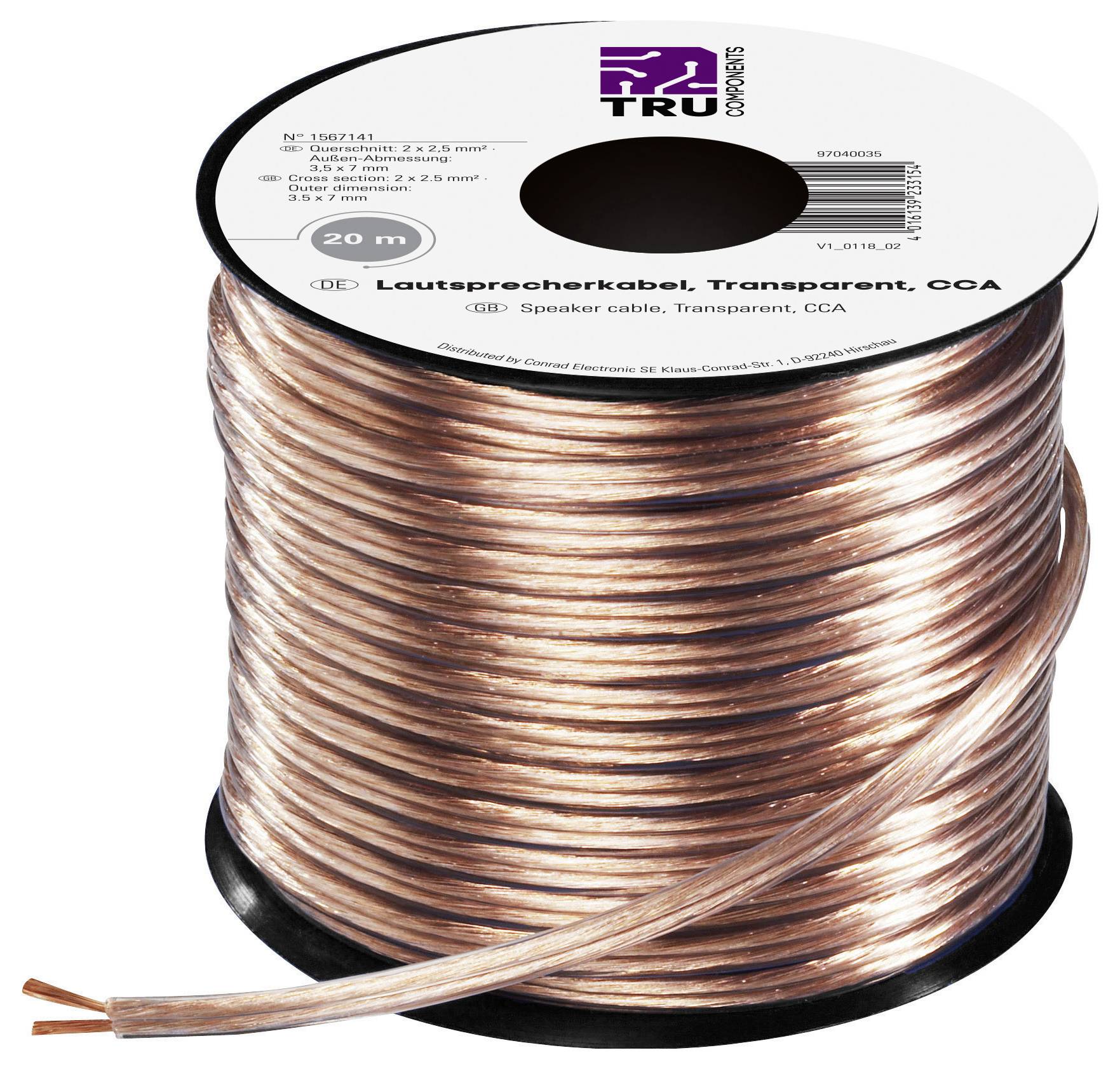 MANAX Lautsprecherkabel 20m Transparent - 2x1,5mm² Für Stereoanlagen