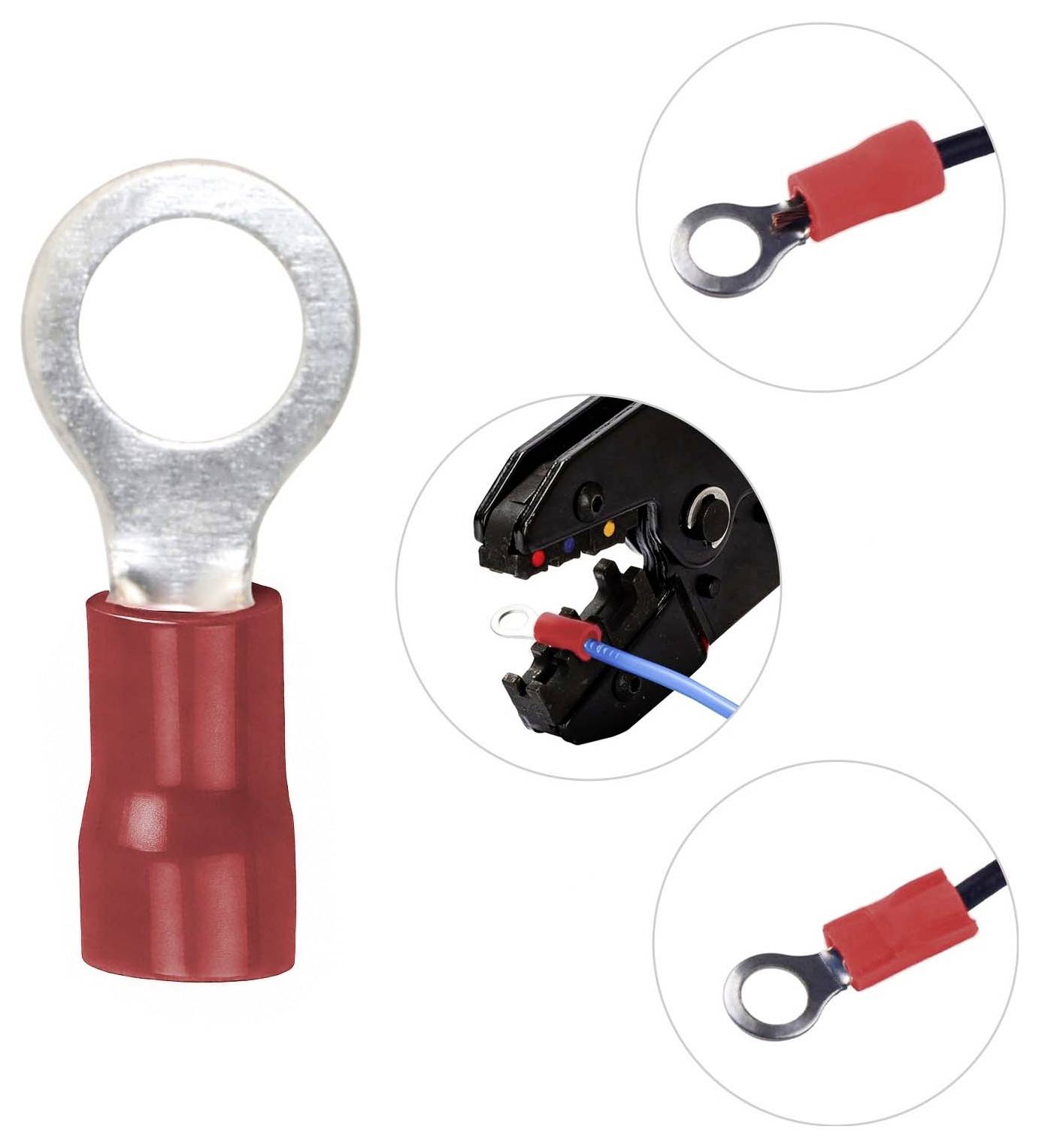 TRU Components 746061 Ringkabelschuh Querschnitt (max.)=1.50mm² Loch-Ø=5.2mm Teilisoliert Rot 100St.