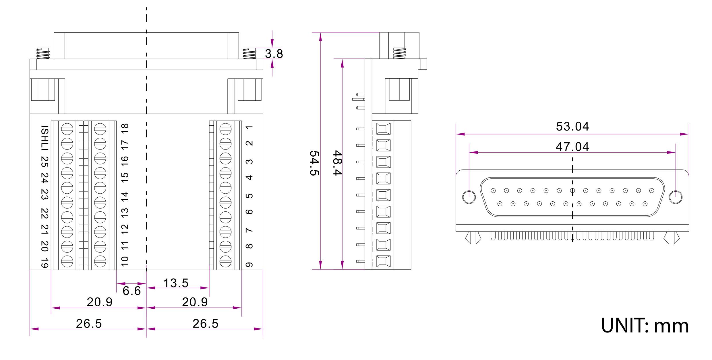 TRU Components DSUB25M-27TB-3 1229325 D-SUB Stecker 90° Polzahl: 25 Schrauben 1St.
