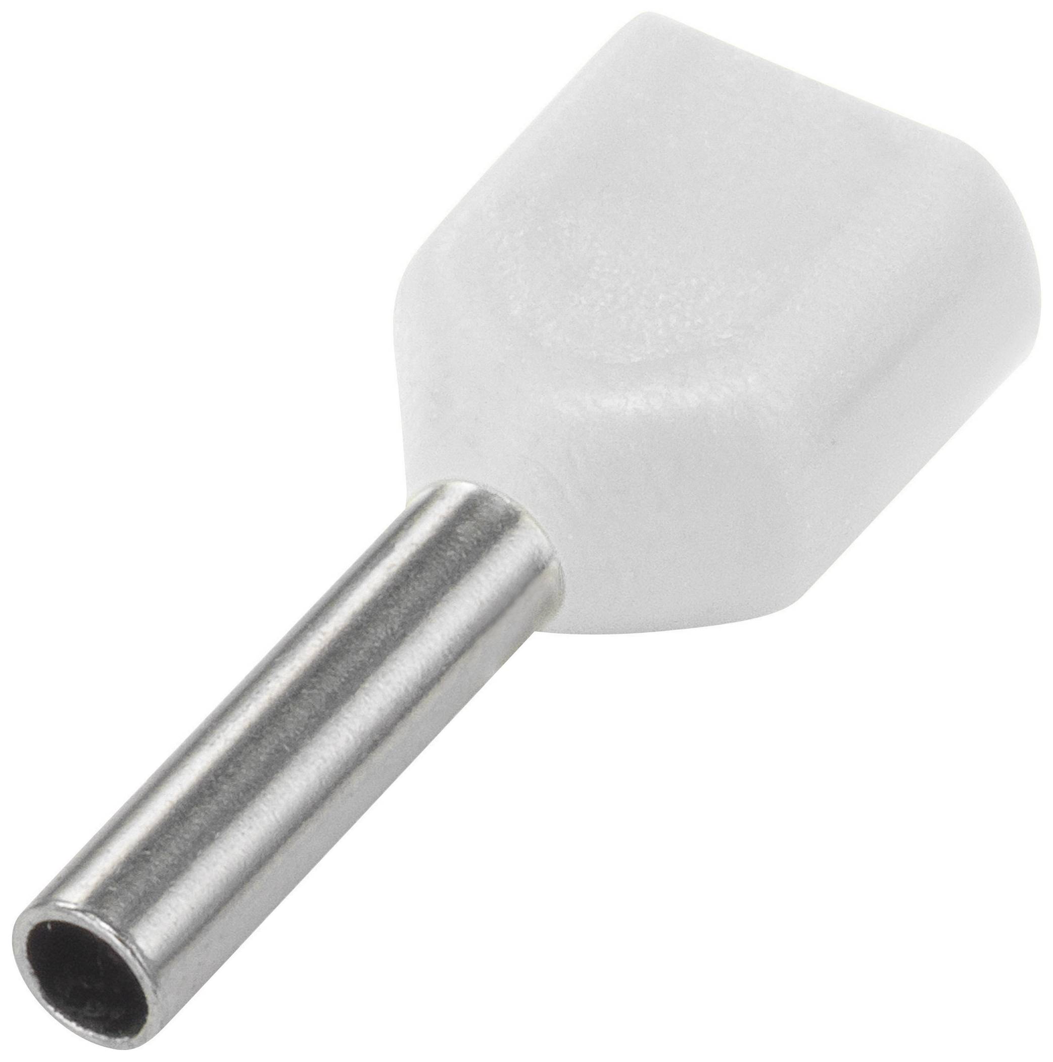 TRU COMPONENTS 1091323 Zwillings-Aderendhülse 0.5mm² Teilisoliert Weiß 100St.