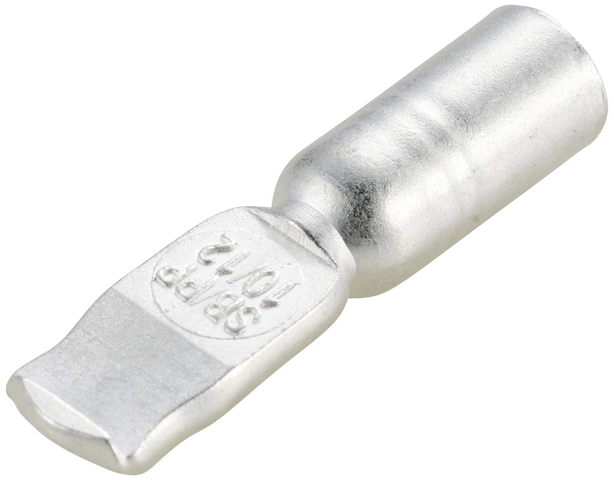 Metall-Steckverbinder, flach, silbern, mit geprägter Aufschrift 'SAE 1012', zur elektrischen Verbindung genutzt.