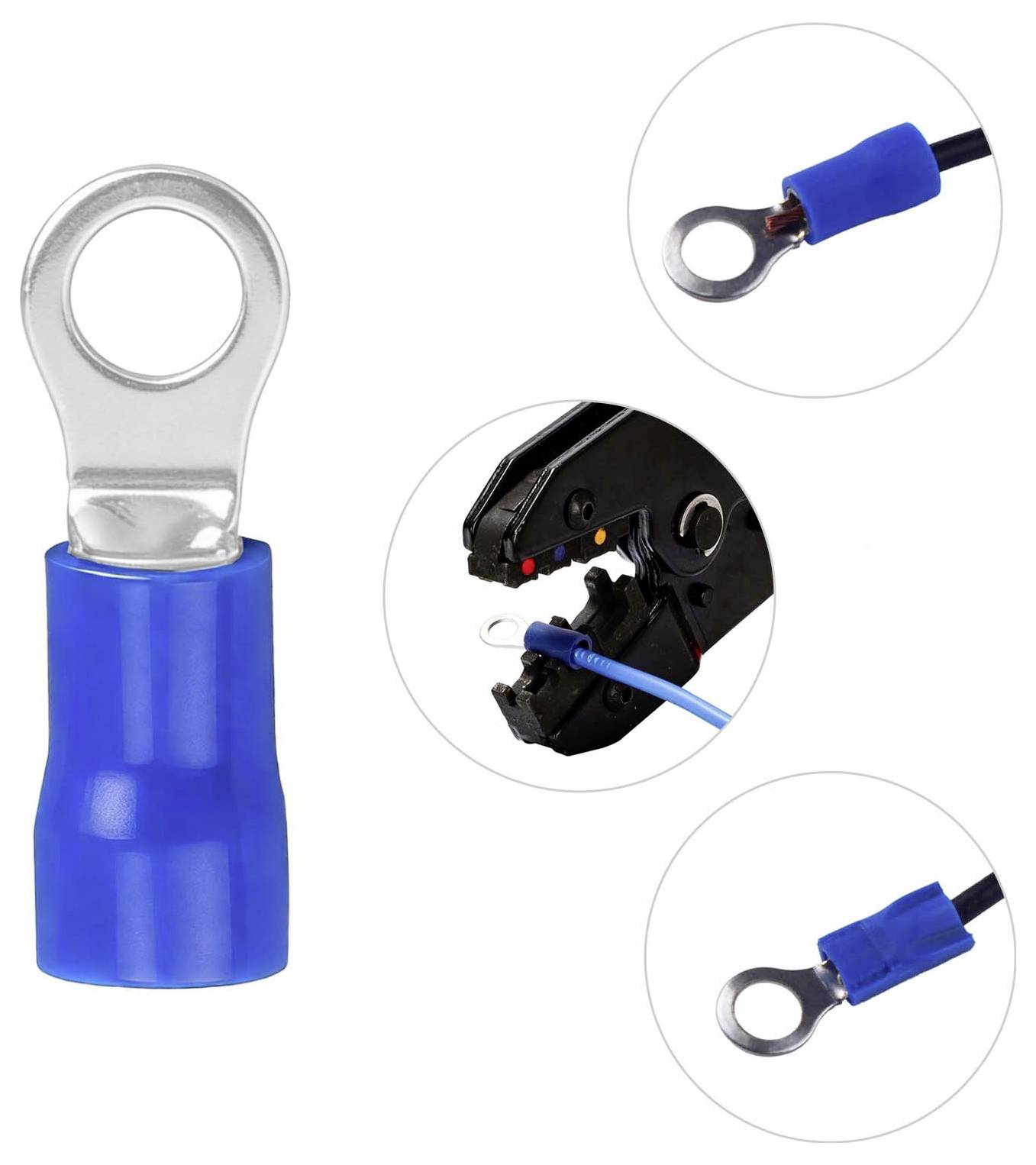 TRU Components 746542 Ringkabelschuh Querschnitt (max.)=2.50mm² Loch-Ø=4.2mm Teilisoliert Blau 100St.