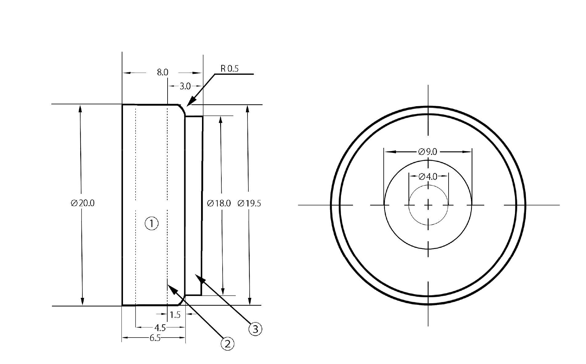 TRU Components Anschraubpuffer Schwarz (Ø x H) 20mm x 7.5mm