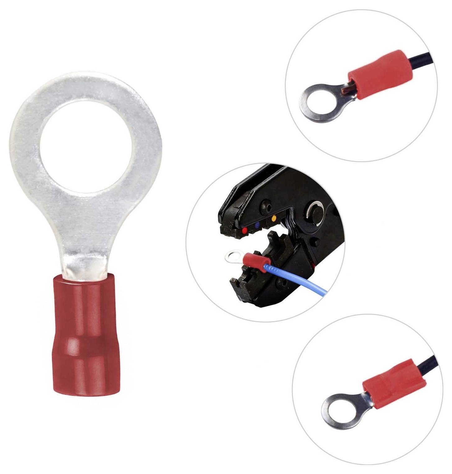 TRU Components 1572135 Ringkabelschuh Querschnitt (max.)=1.50mm² Loch-Ø=6.4mm Teilisoliert Rot 100St.