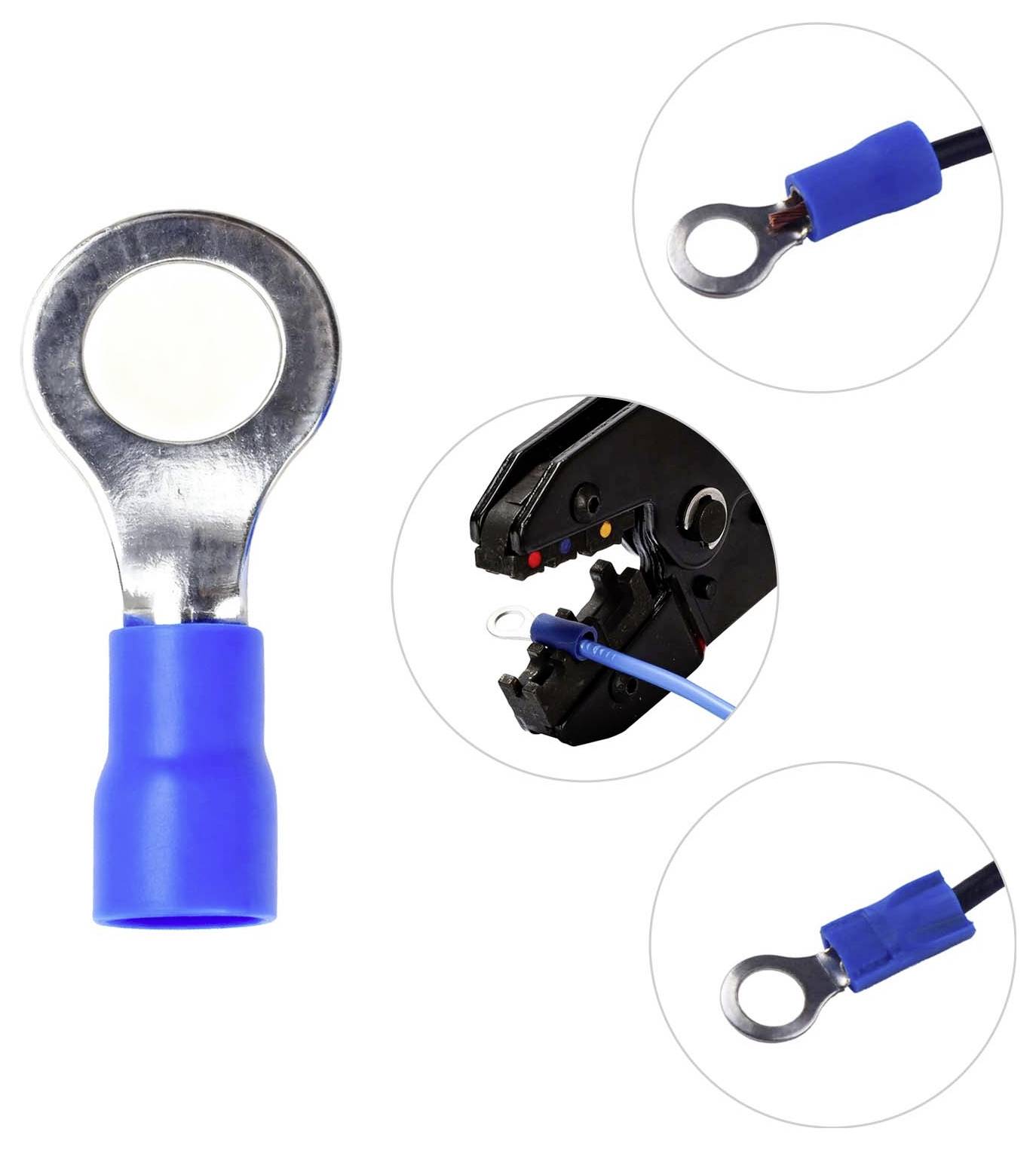 TRU Components 1572136 Ringkabelschuh Querschnitt (max.)=2.50mm² Loch-Ø=5.2mm Teilisoliert Blau 100St.