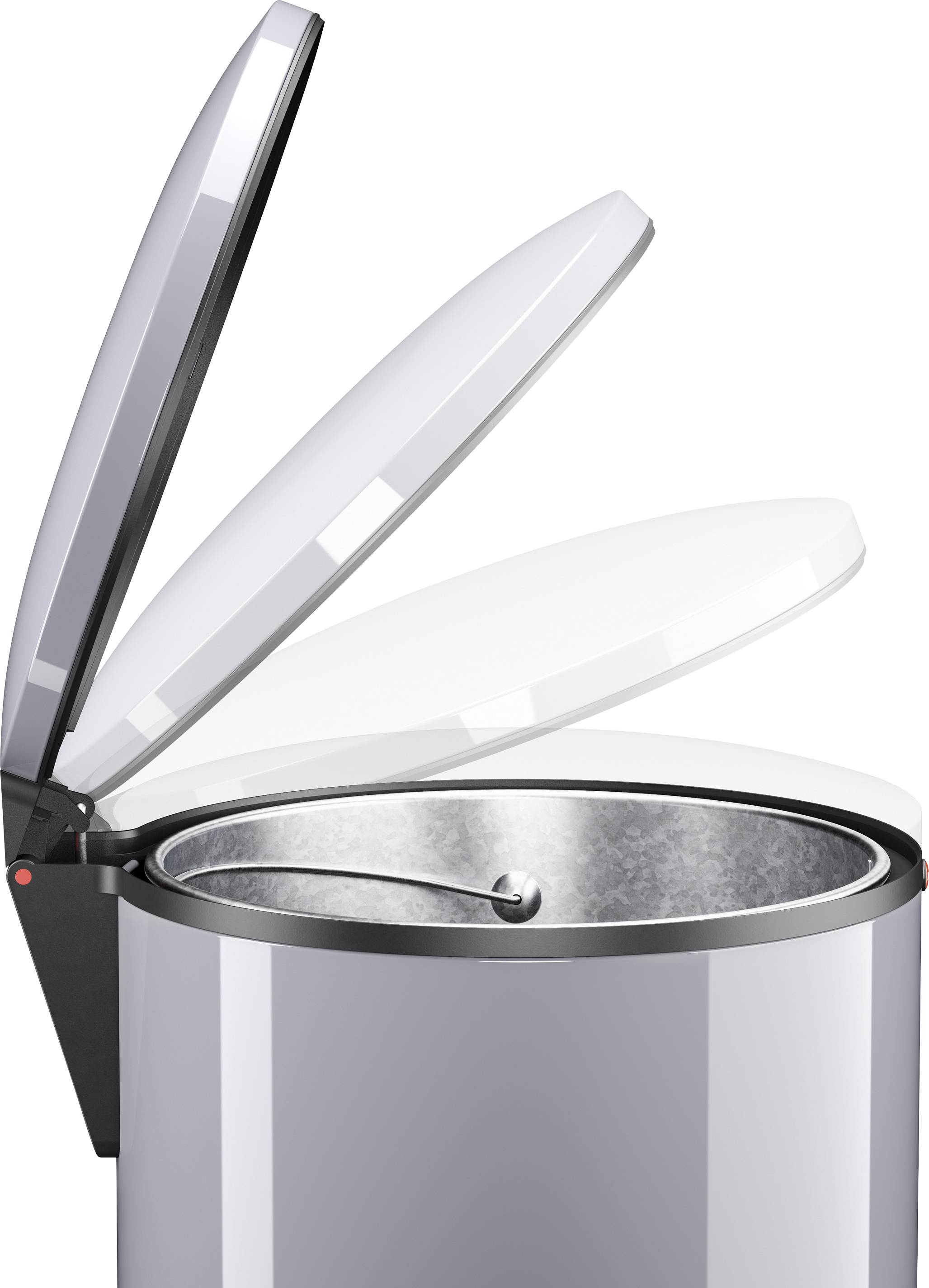 Hailo Pure XL 0545-020 Mülleimer 44l Stahlblech (Ø x H) 450mm x 700mm Silber Fuß-Tretmechanik, Selbstschließender Schwingdeckel