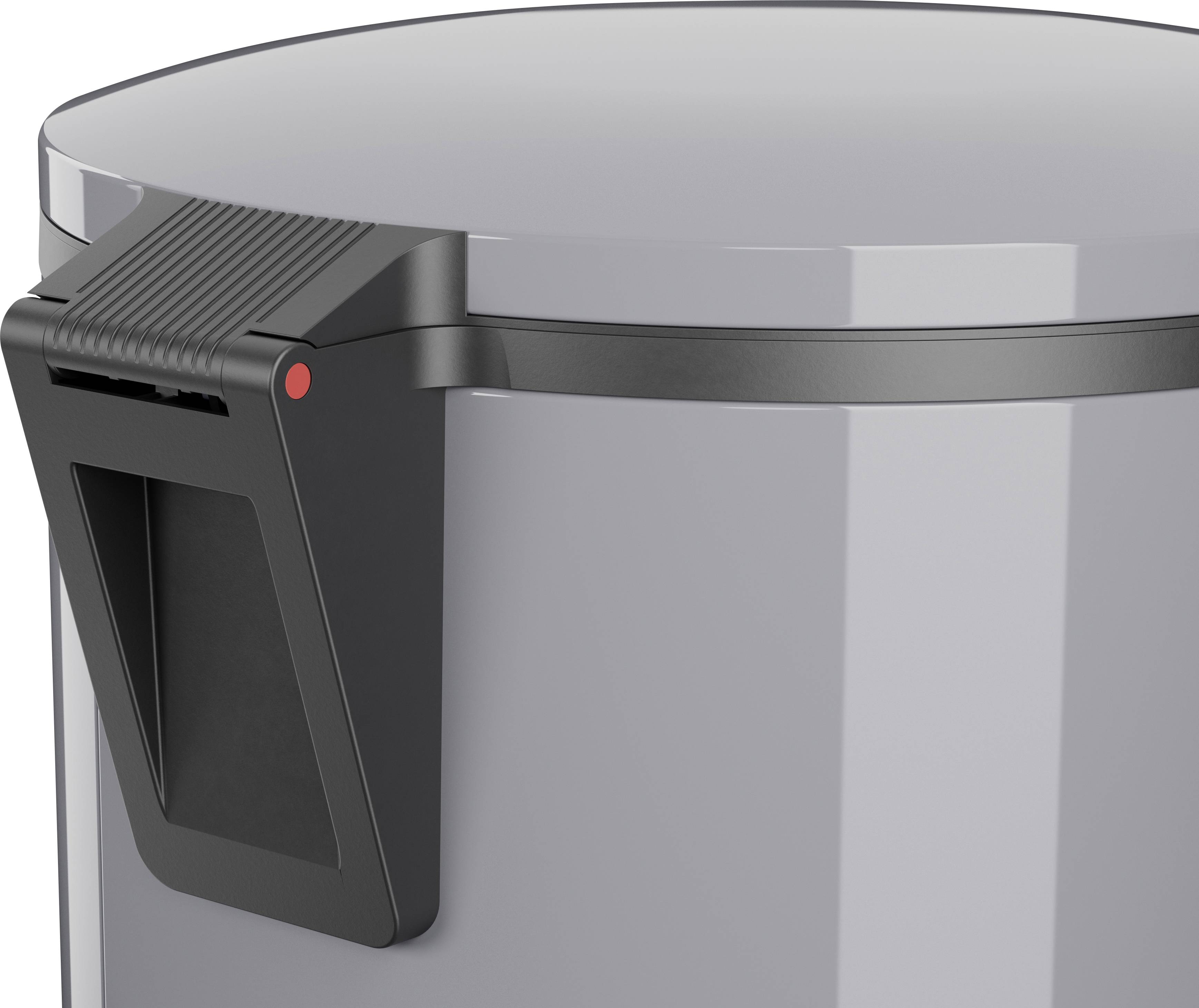 Hailo Pure XL 0545-020 Mülleimer 44l Stahlblech (Ø x H) 450mm x 700mm Silber Fuß-Tretmechanik, Selbstschließender Schwingdeckel