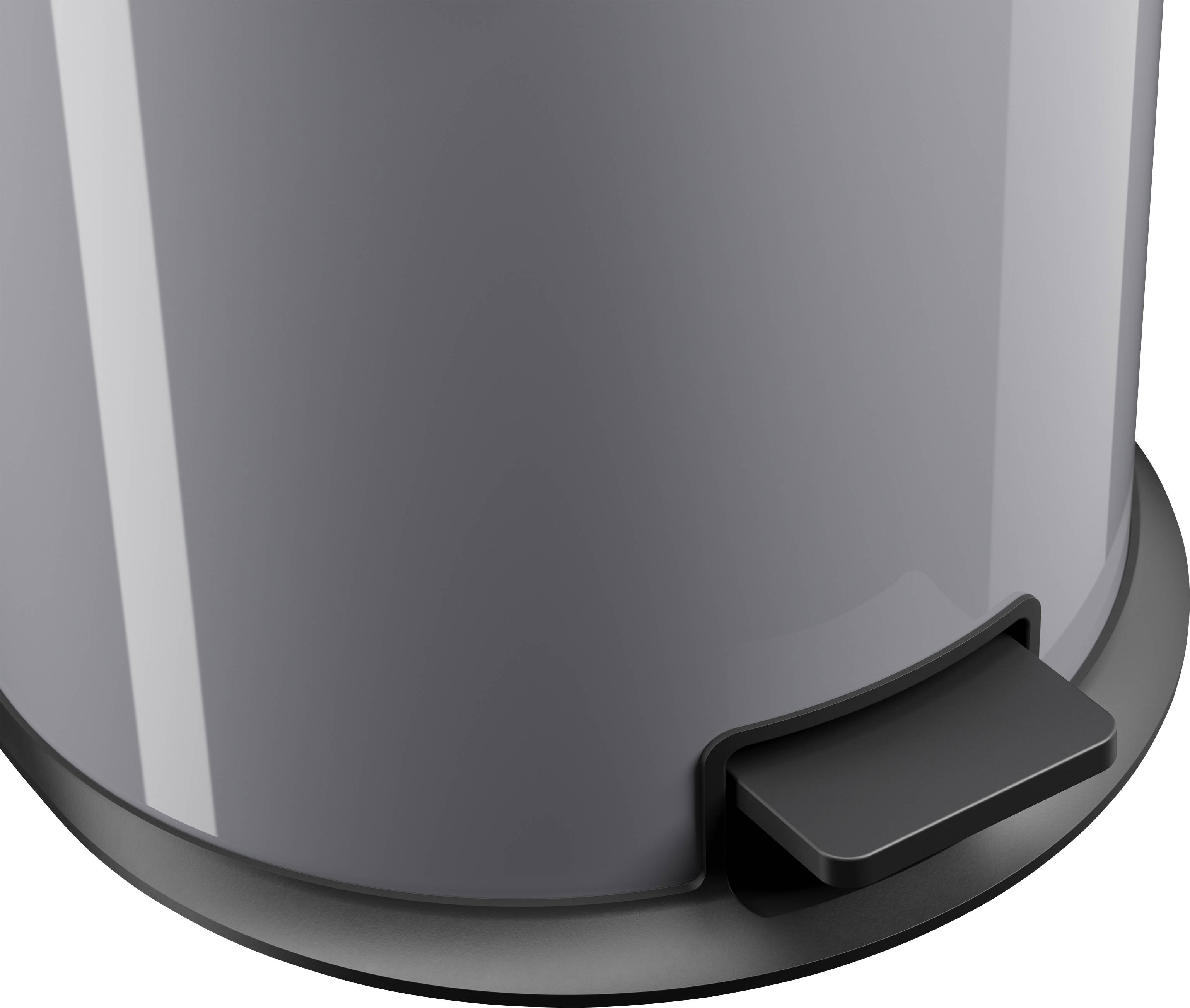 Hailo Pure XL 0545-020 Mülleimer 44l Stahlblech (Ø x H) 450mm x 700mm Silber Fuß-Tretmechanik, Selbstschließender Schwingdeckel