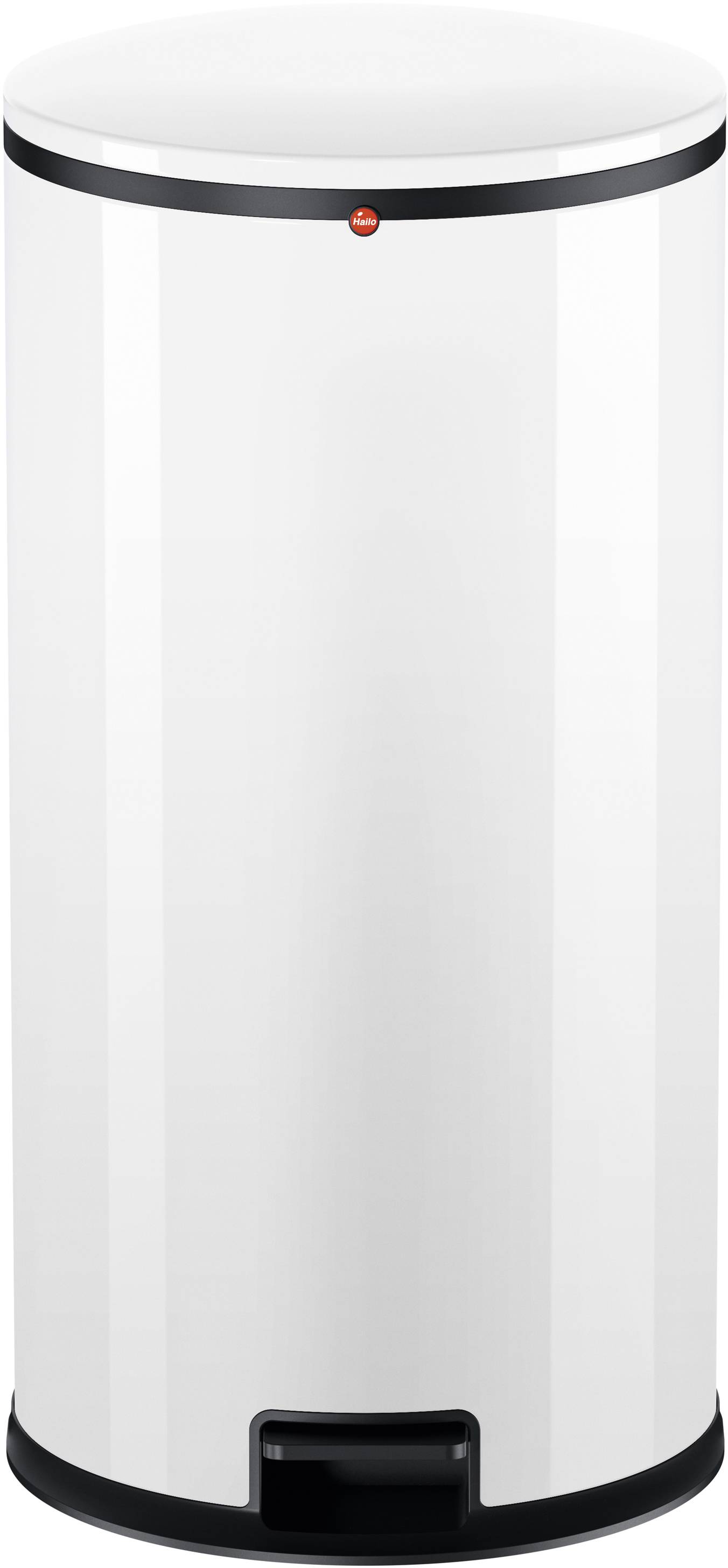 Hailo Pure XL 0545-030 Mülleimer 44 l Stahlblech (Ø x H) 450 mm x 700 mm Weiß Fuß-Tretmechanik, Selbstschließender Schwingdeckel 1 St.
