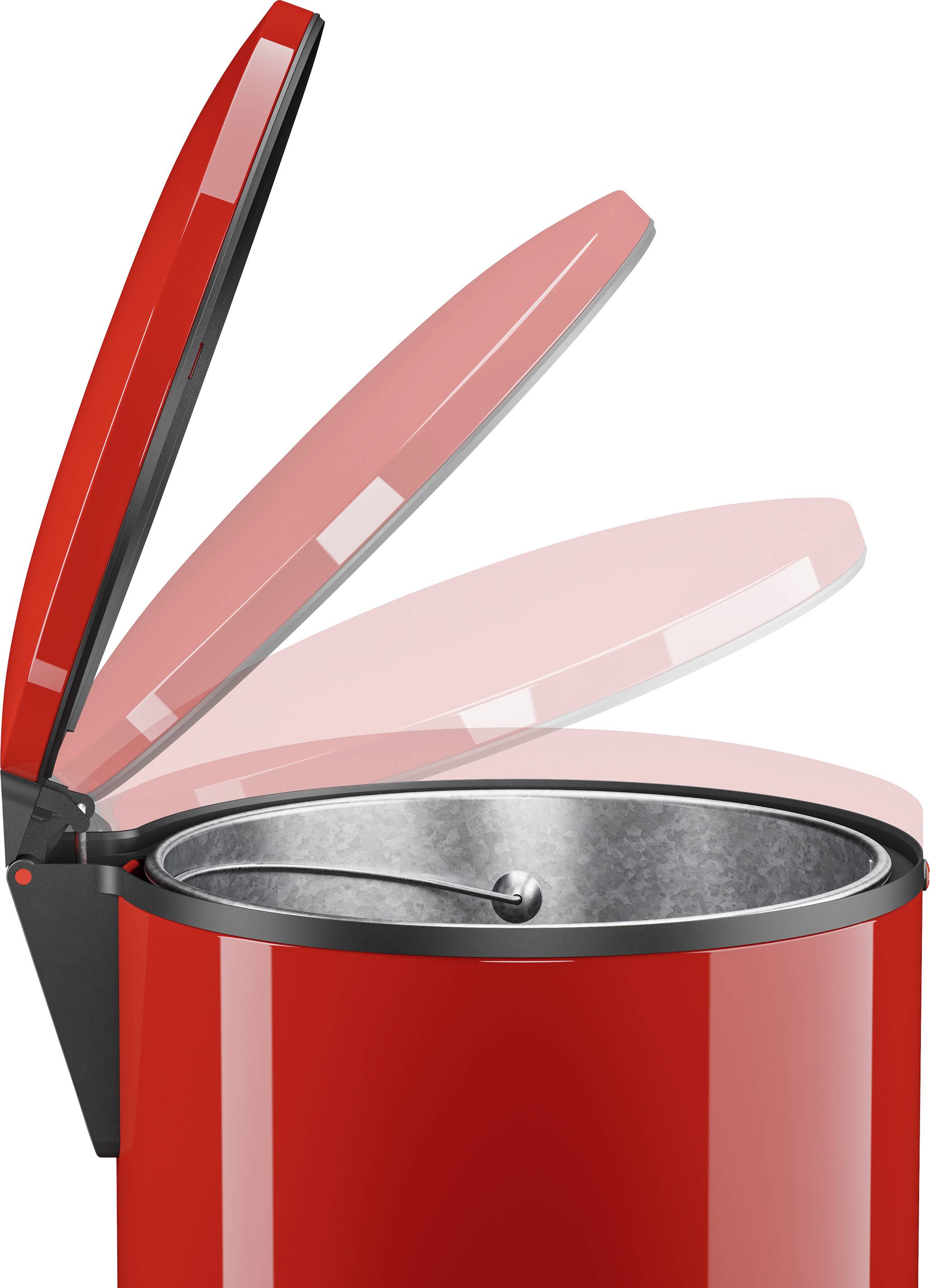 Hailo Pure XL 0545-040 Mülleimer 44 l Stahlblech (Ø x H) 450 mm x 700 mm Rot Fuß-Tretmechanik, Selbstschließender Schwingdeckel 1 St.
