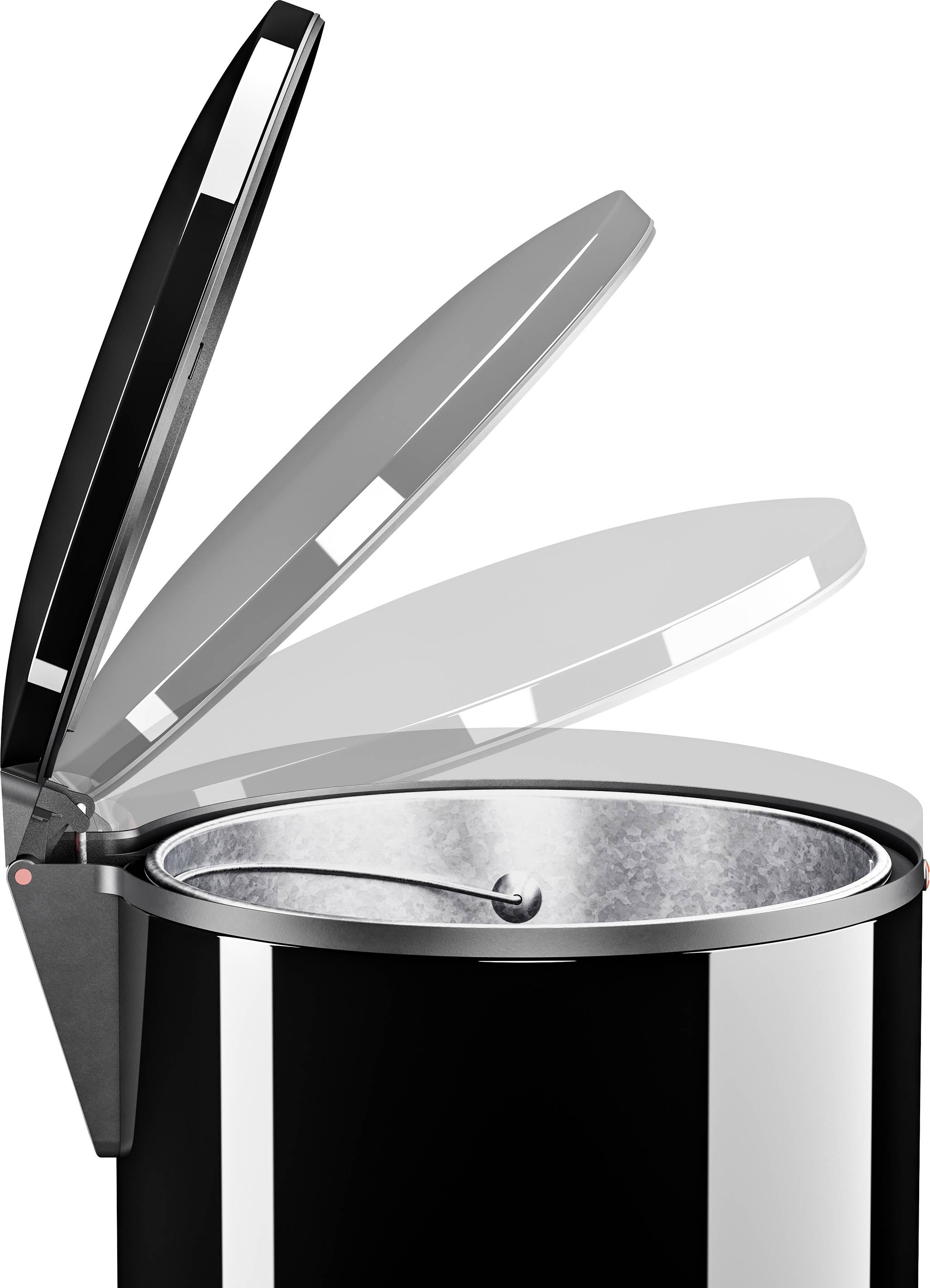 Hailo Pure XL 0545-060 Mülleimer 44 l Stahlblech (Ø x H) 450 mm x 700 mm Schwarz Fuß-Tretmechanik, Selbstschließender Schwingdeckel 1 St.