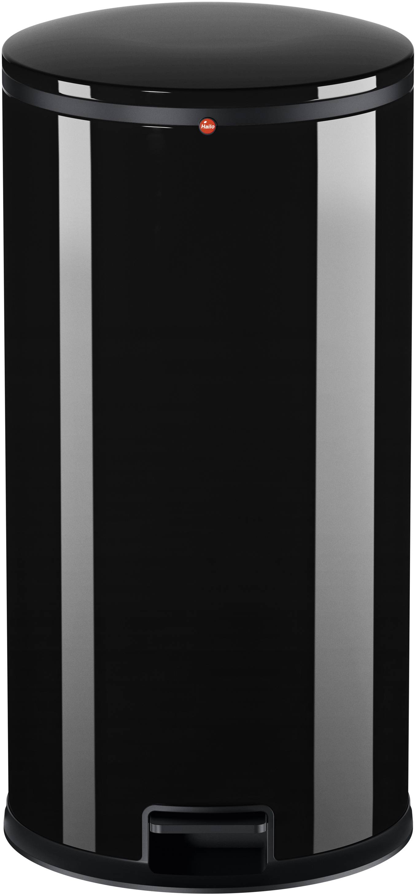 Hailo Pure XL 0545-060 Mülleimer 44 l Stahlblech (Ø x H) 450 mm x 700 mm Schwarz Fuß-Tretmechanik, Selbstschließender Schwingdeckel 1 St.