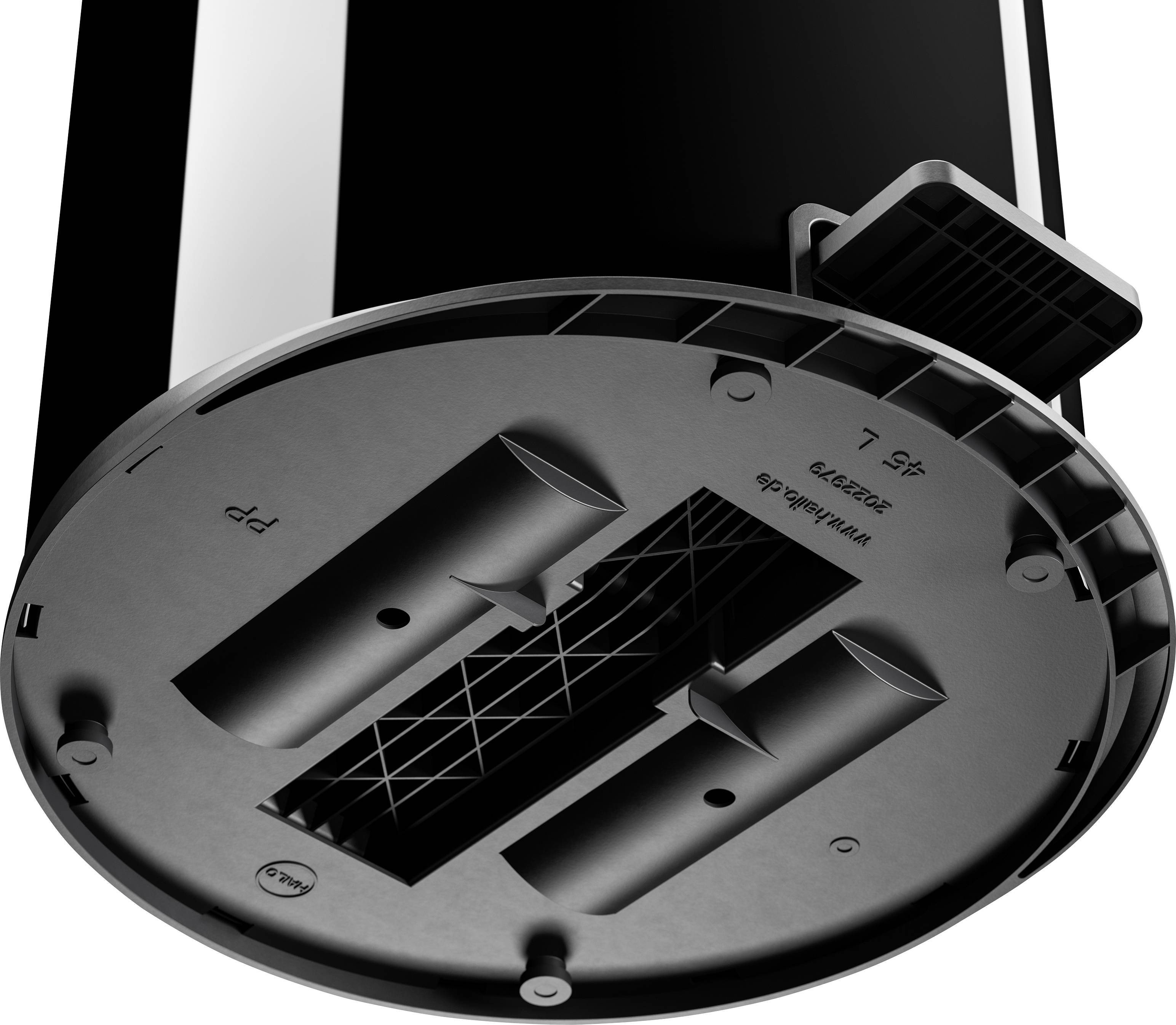 Hailo Pure XL 0545-060 Mülleimer 44 l Stahlblech (Ø x H) 450 mm x 700 mm Schwarz Fuß-Tretmechanik, Selbstschließender Schwingdeckel 1 St.