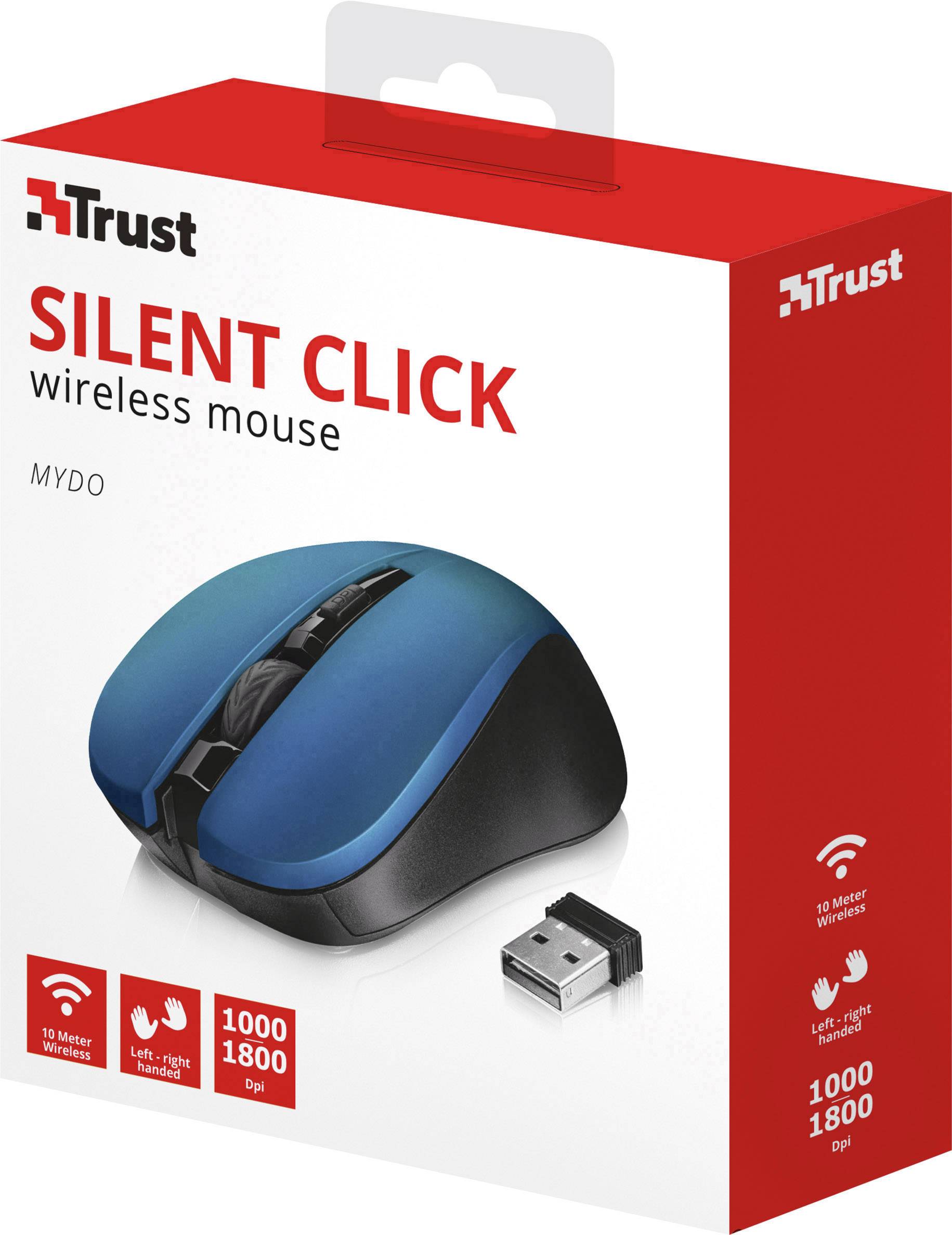 Trust Mydo Silent Click Maus Funk Optisch Blau 4 Tasten 1800 dpi
