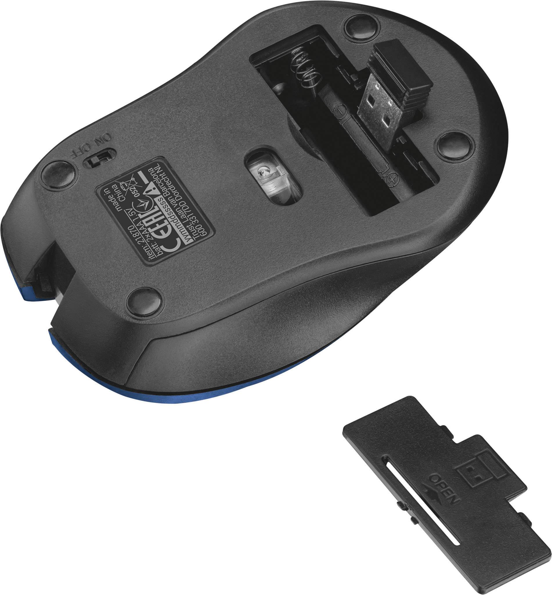 Trust Mydo Silent Click Maus Funk Optisch Blau 4 Tasten 1800 dpi