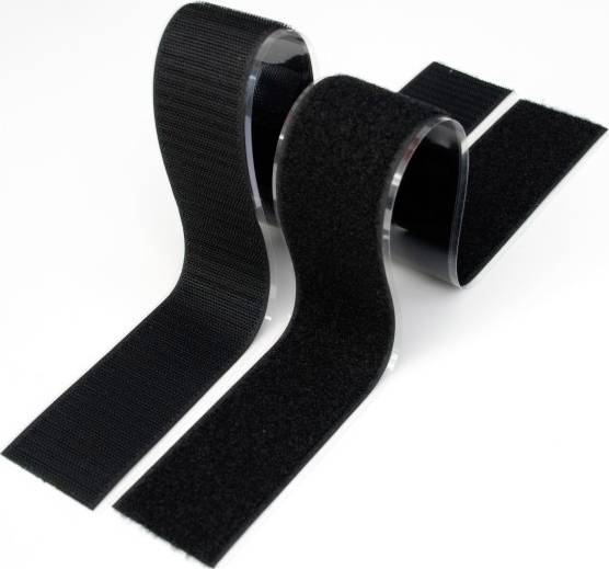 TRU Components 909-330-Bag Klettband zum Aufkleben Haft- und Flauschteil (L x B) 1000mm x 20mm Schwarz 1 Paar