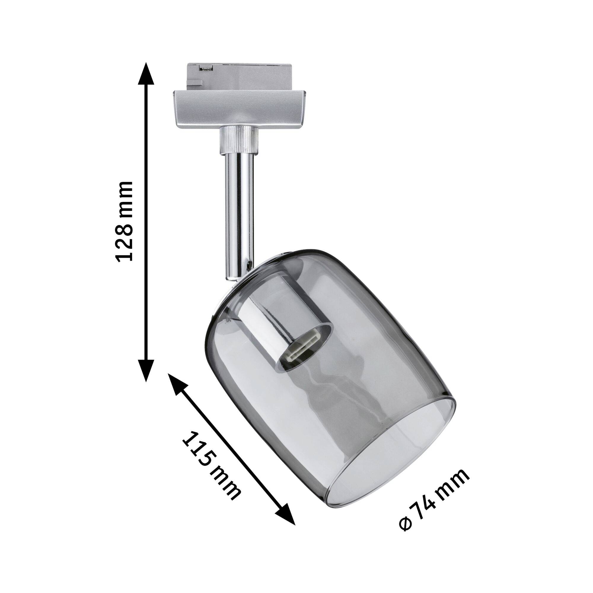 Paulmann Blossom Hochvolt-Schienensystem-Leuchte URail Chrom (matt), Rauchglas