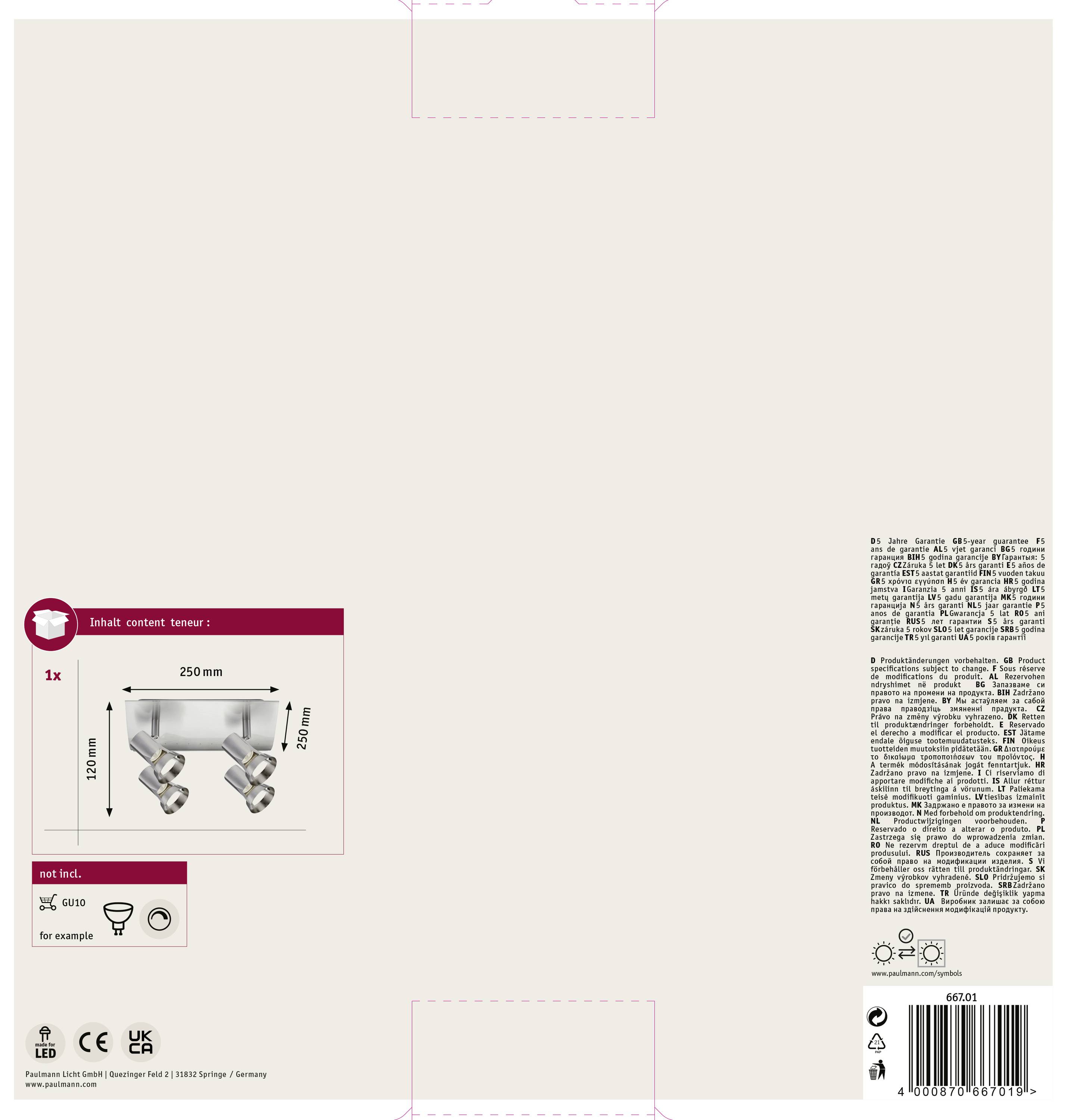 Paulmann Teja 66701 Deckenstrahler LED GU10 40W Nickel (satiniert)