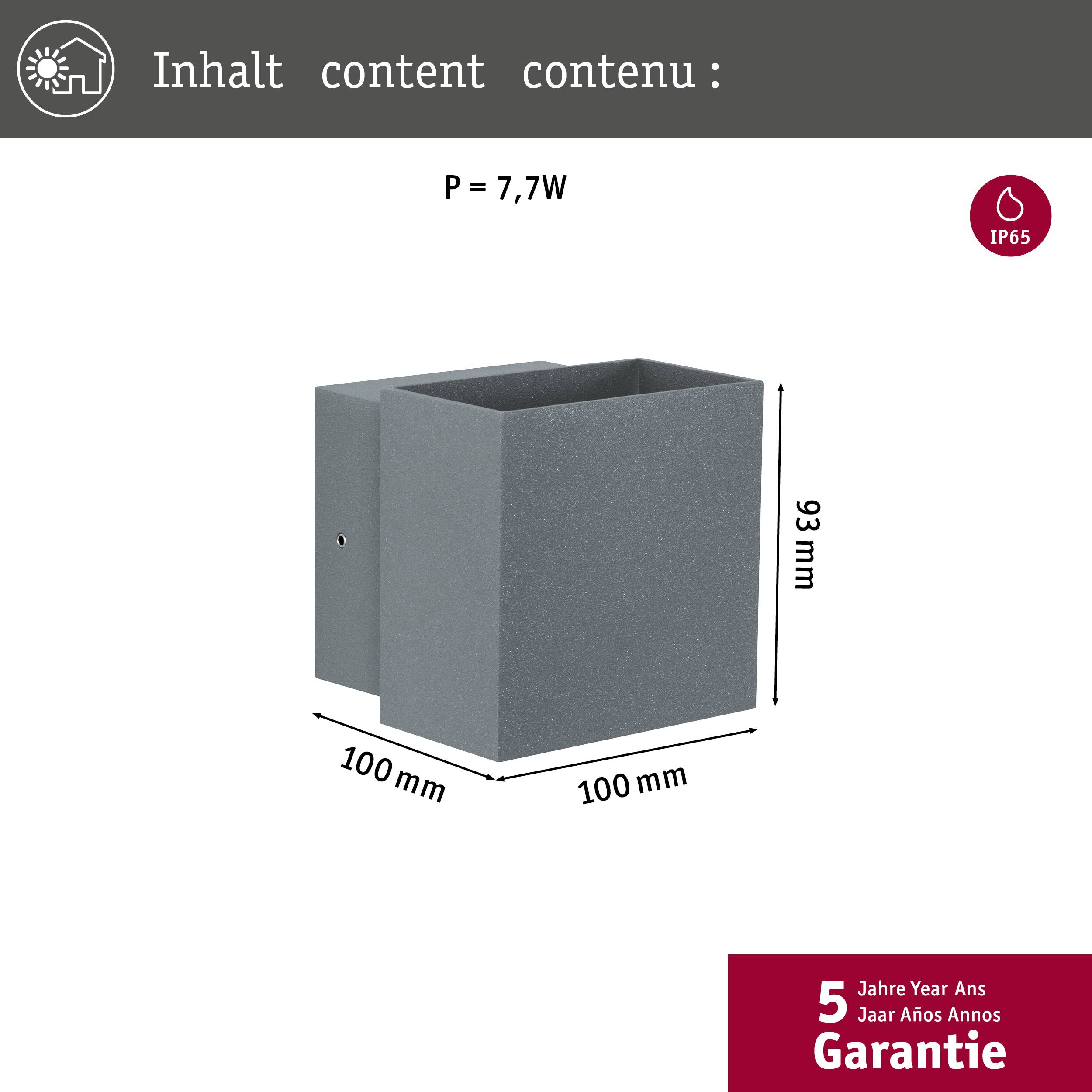 Paulmann Cybo 18002 LED-Außenwandleuchte 6W Grau